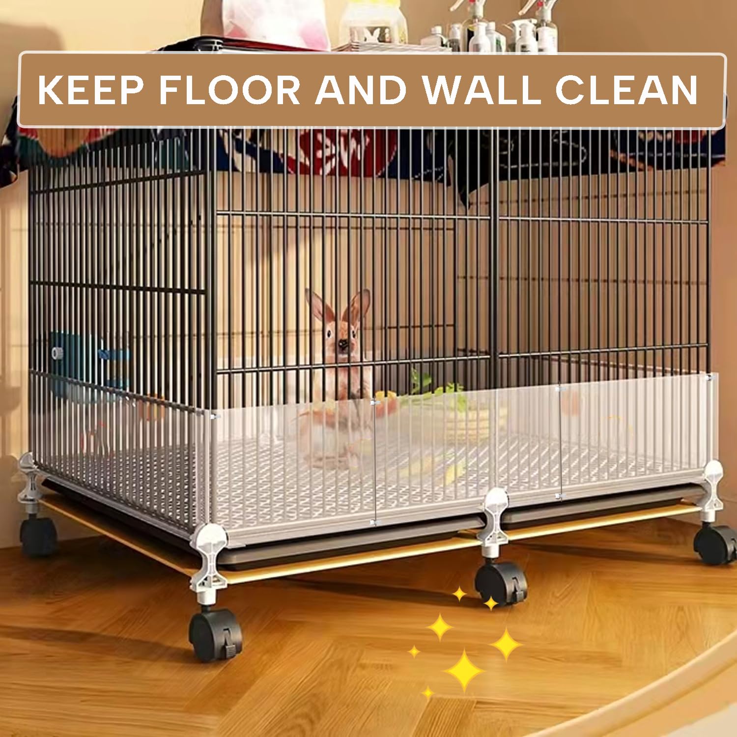 Keyide 12 Pcs Urine Guard For Rabbit, Guinea Pig, Ferret - Transparent 12' X 10' Plastic Sided Liner Cage Accessories Prevent Sc