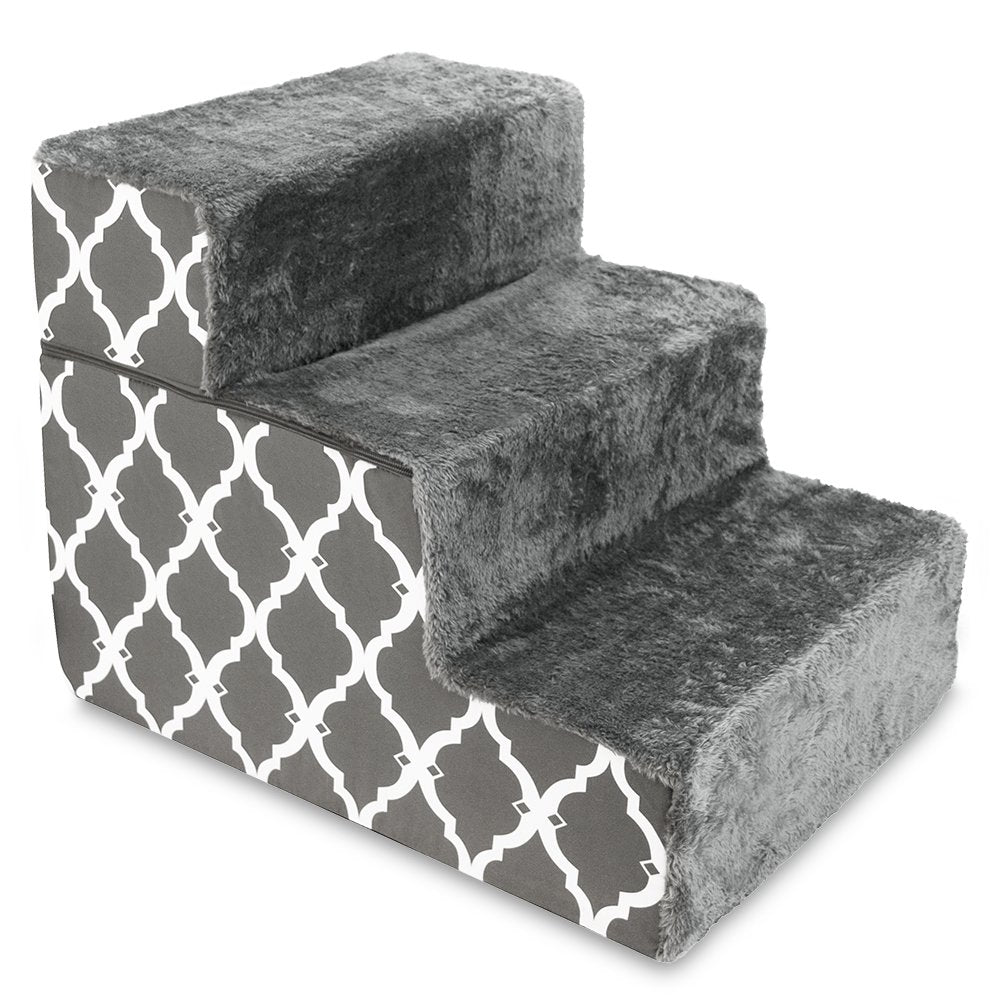 Best Pet Supplies Foldable Foam Pet Steps for Small Dogs & Cats, Portable Ramp Stairs for Couch, Sofa & High Bed Climbing, Non-S