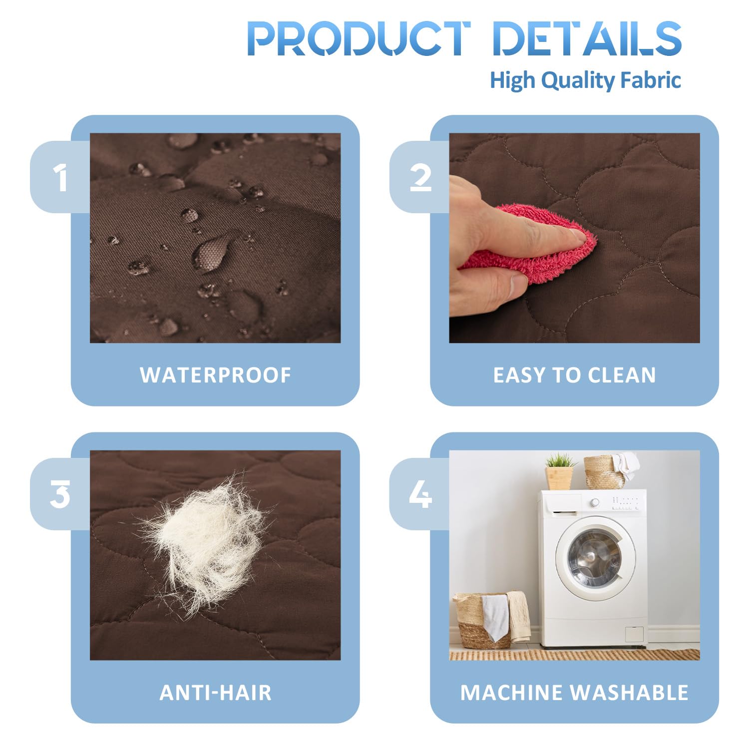 Chhkon Dog Bed Covers Replacement Washable Waterproof Pet Puppy Bed Cover For Dog(Brown,30X20X6 Inch)