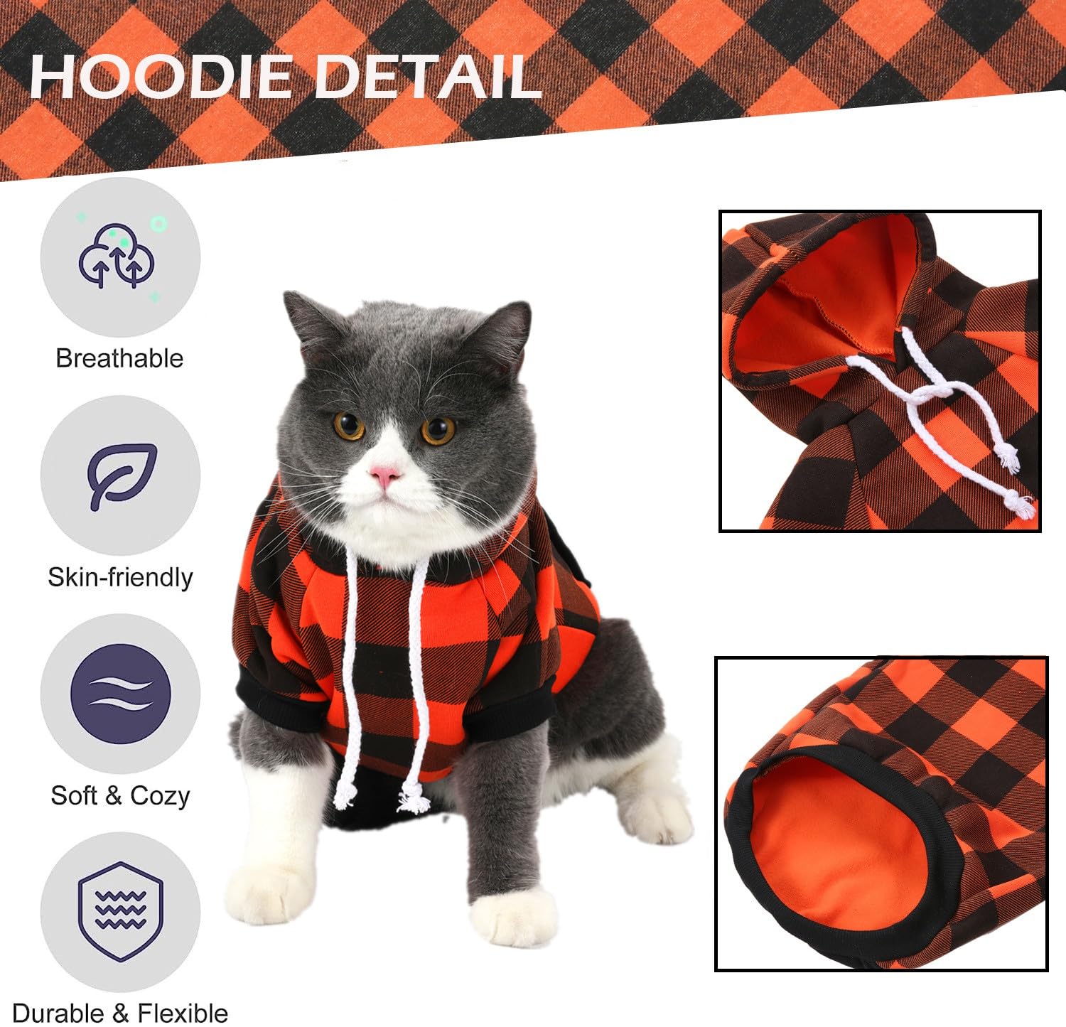 Dog Halloween Hoodies For Small Dogs, Fall Cat Sweatshirts With Pocket