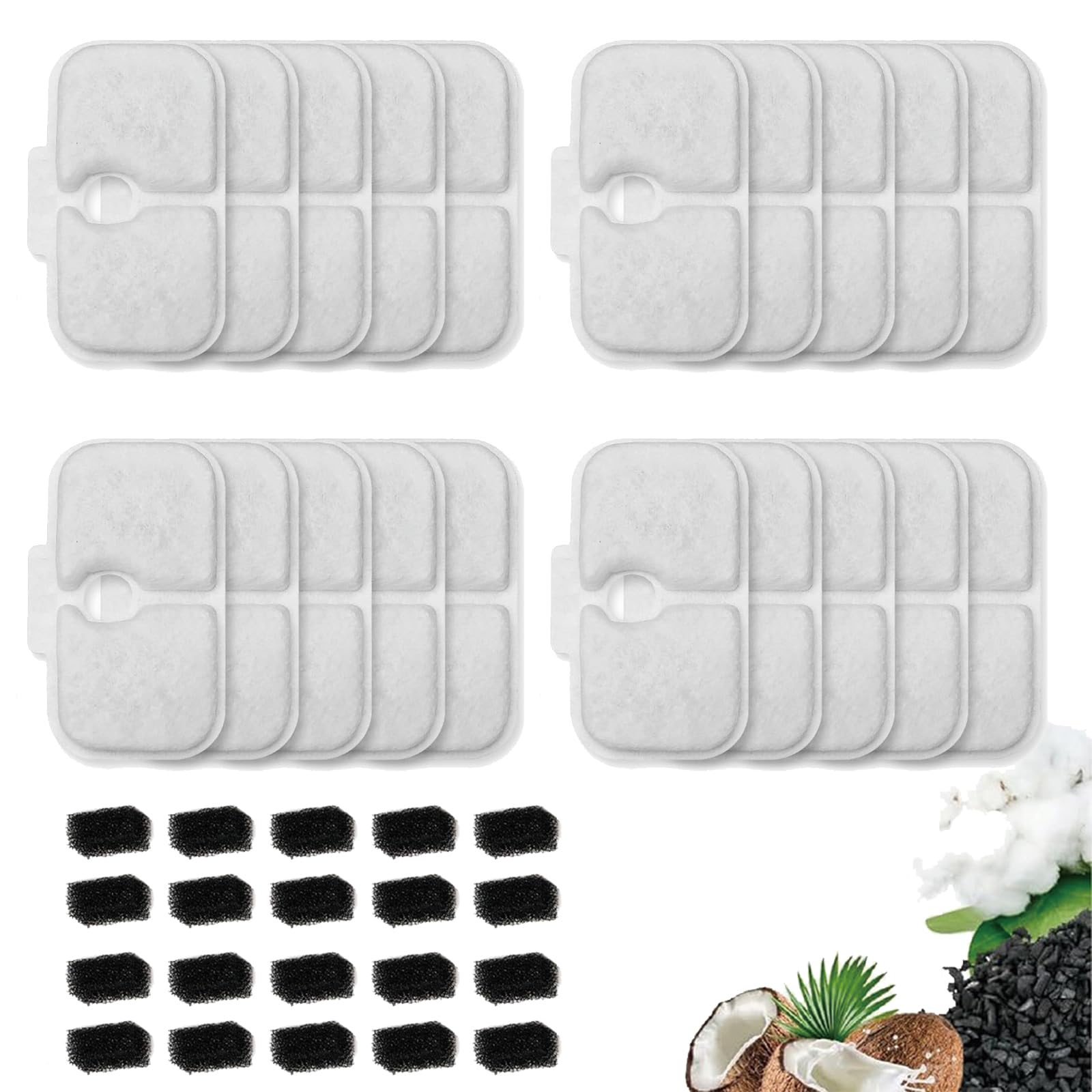 20 Packs Cat Water Fountain Filter Replacement Compatible With Petlibro Dockstream Cat Water Fountain Plwf005/Plwf115/Plwf105,Tr