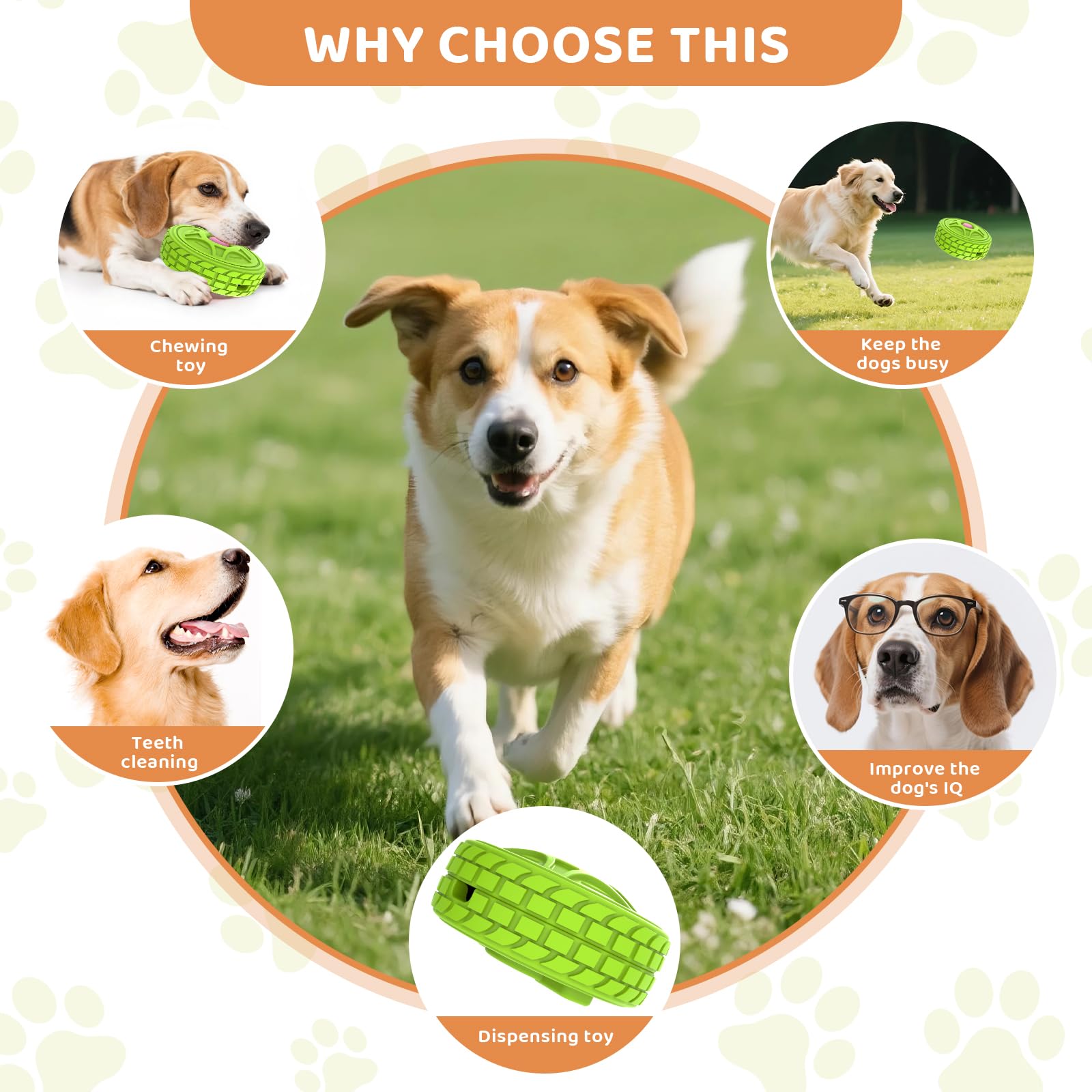 DFQ Tough Tire Chew Toy for Dogs,Interactive Treat Dispenser with Licking Zone and Stick Slot,Built for Power Chewers and Boredo