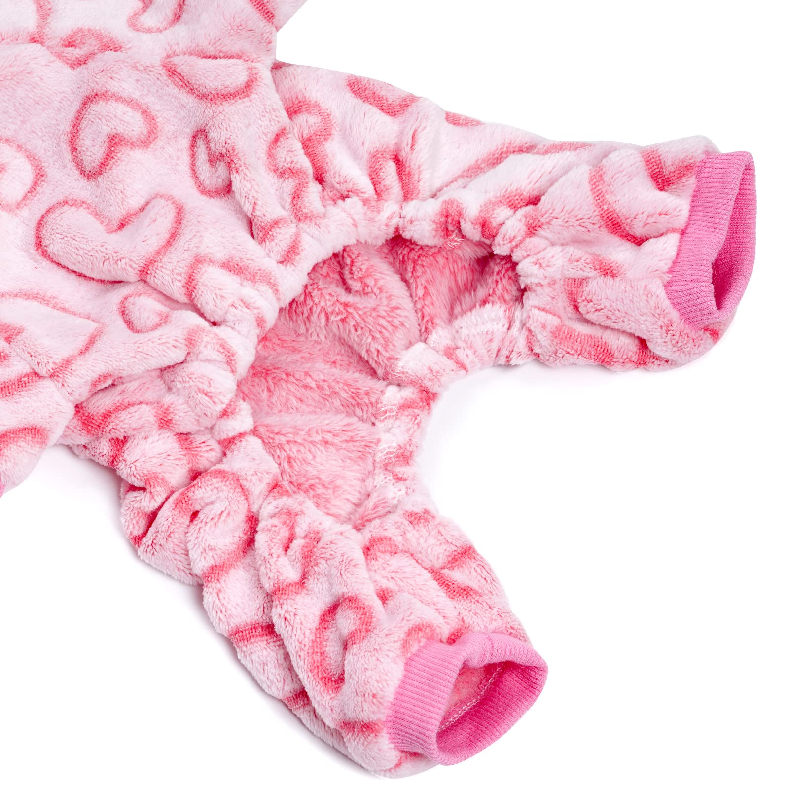 Dxhycc Fleece Dog Pajamas Cute Dog Heart Pajamas Puppy Jumpsuit Pajamas Warm Soft Pet Holiday Clothes For Small Medium Cats And Dogs (Pink, S)