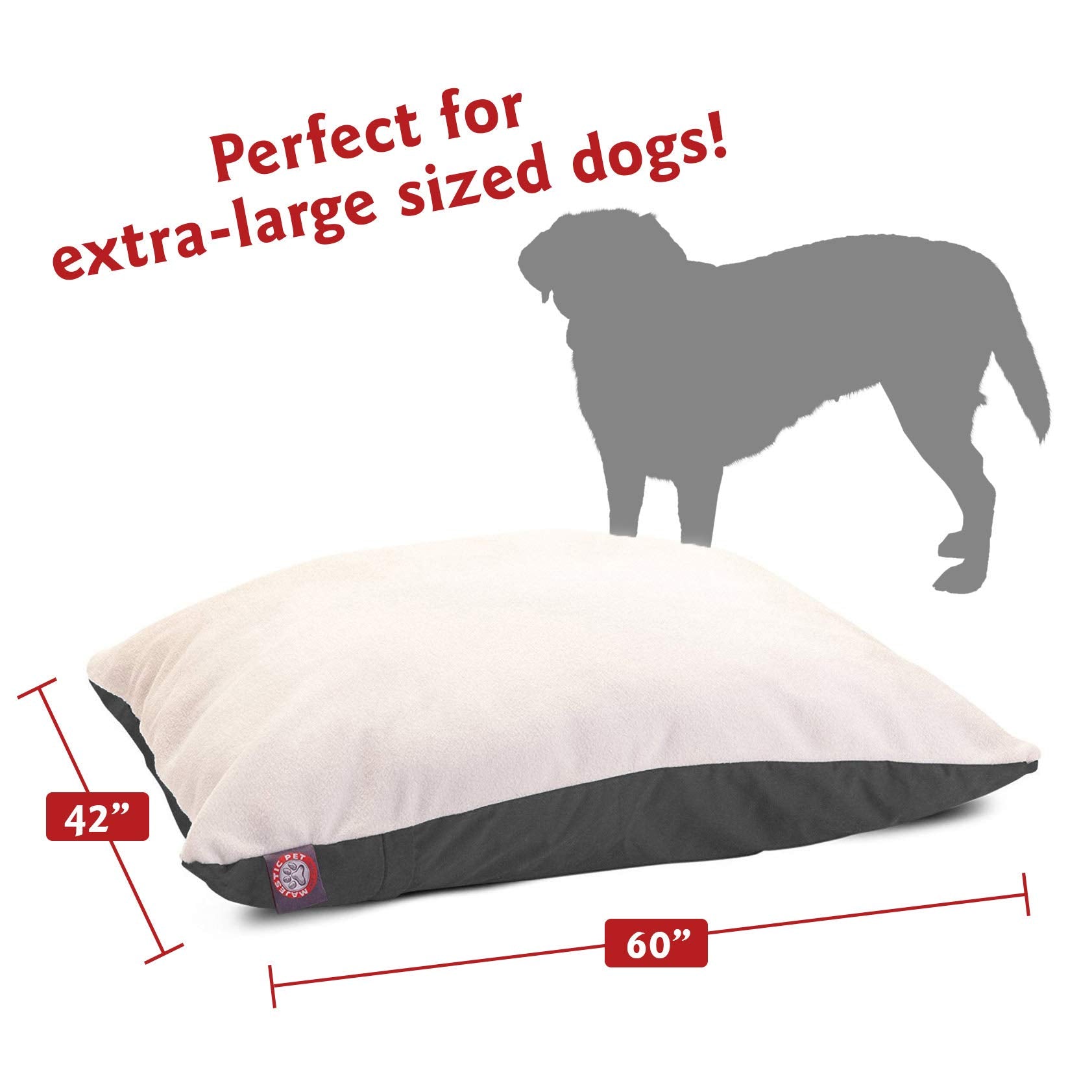 Majestic Pet Rectangle X-Large Dog Bed Washable - Removable Slipcover Pet Bed - Dog Crate Bed Super Value Pillow Dog Bed - Dog K