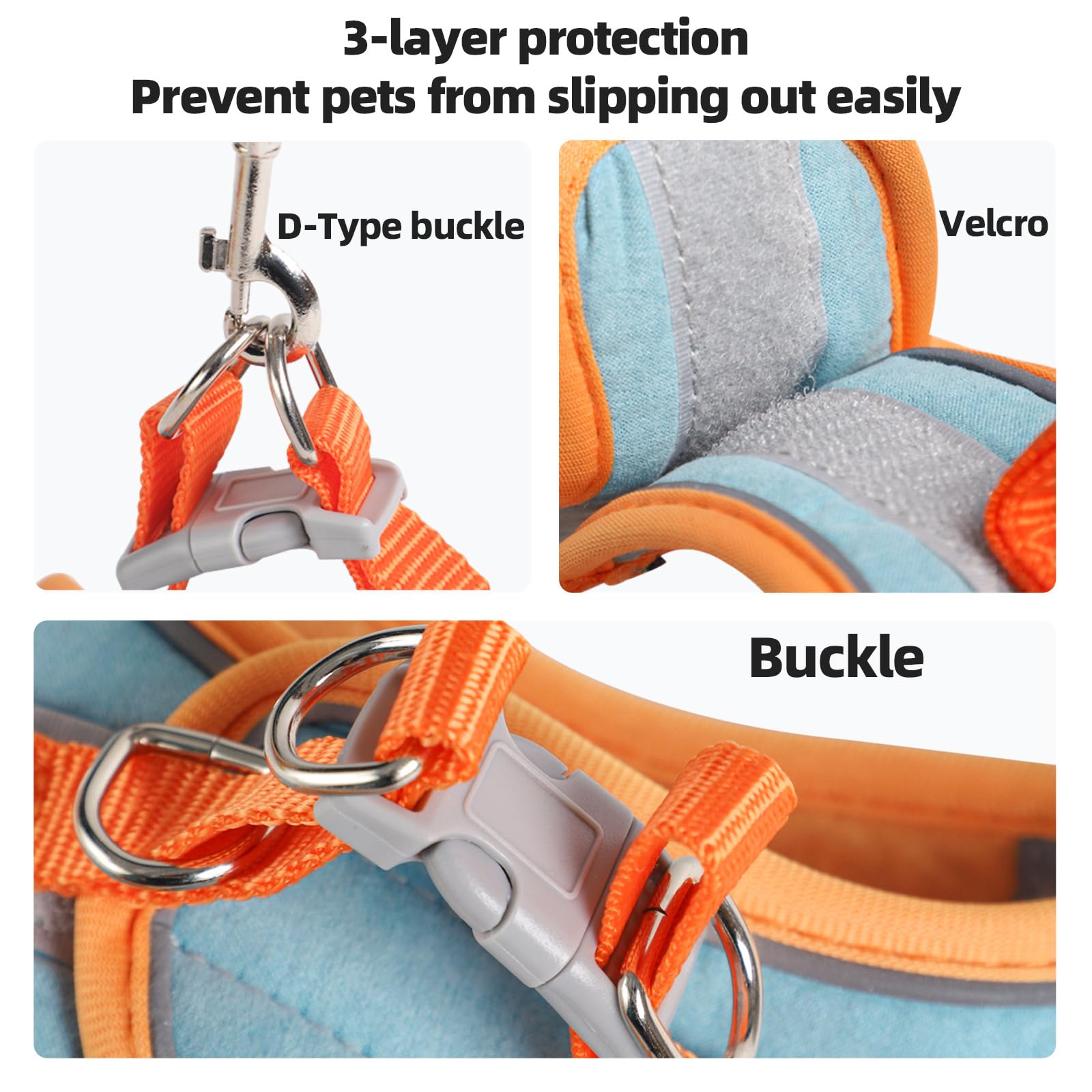 Adjustable Bunny Harness And Leash Set Double Buckle With Reflective Strips Rabbit Vest Pets Stuff Suitable For Rabbit Walks Acc
