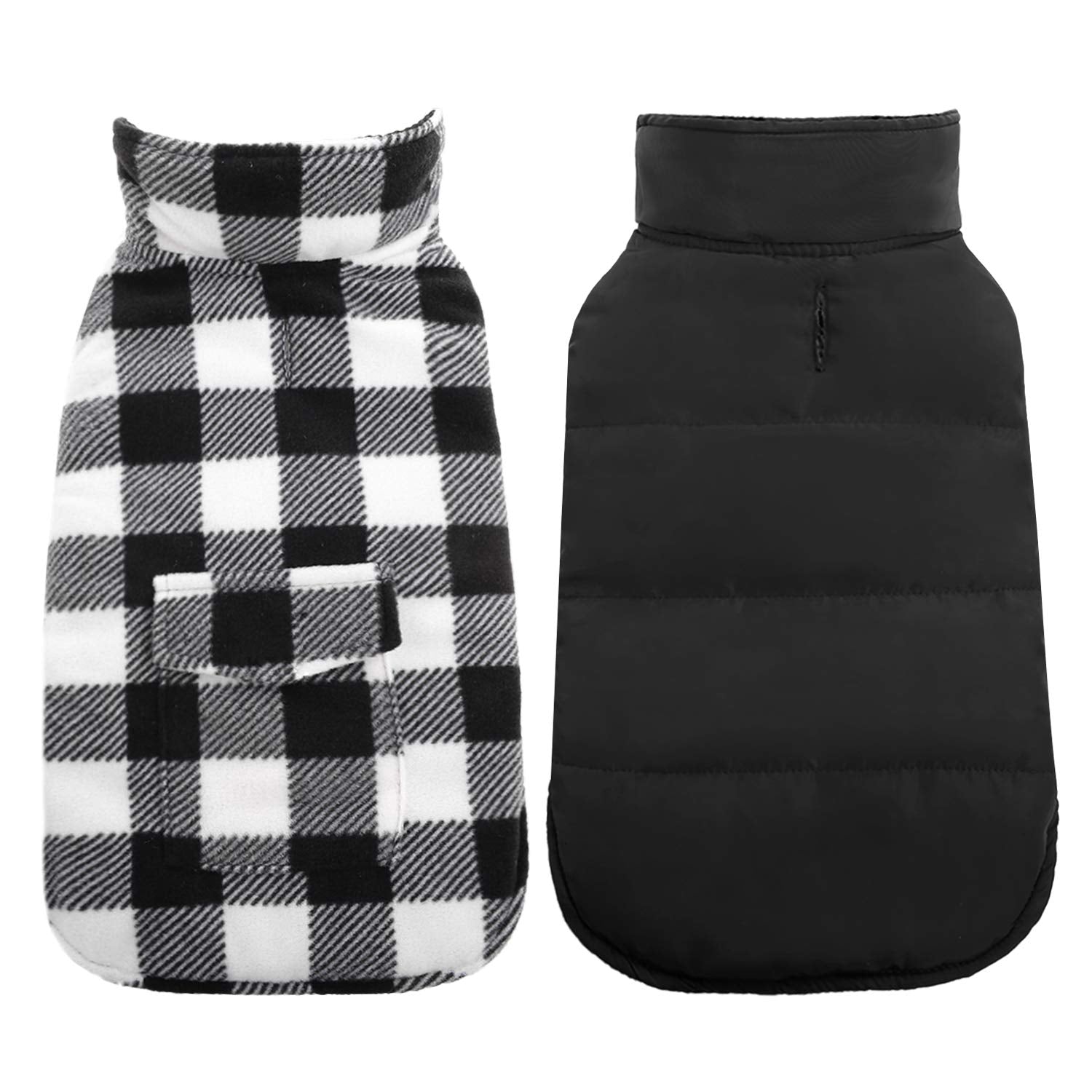 Kuoser Cozy Dog Winter Coat, Windproof Dog Jacket British Style Plaid Cold Weather Dog Coat Reversible Warm Dog Vest For Small Medium Large Dogs White Xs