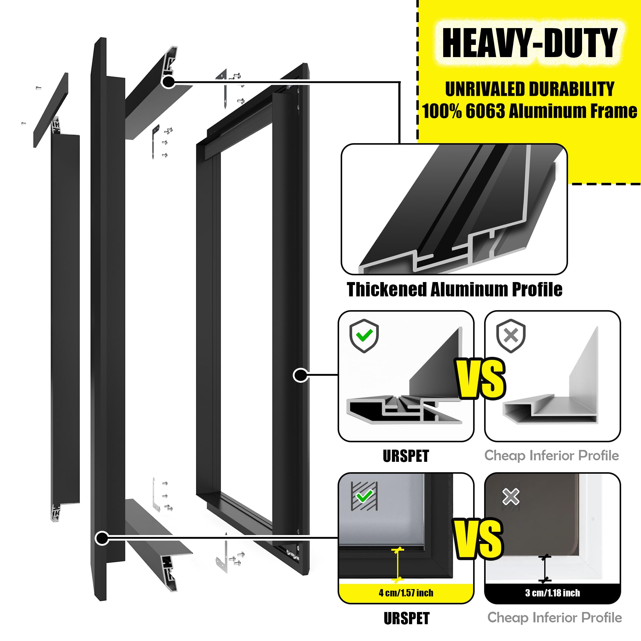 Extra Large Dog Door For Exterior Doors  Heavy Duty Aluminum Doggy Door For Extreme Weather  Cutout Size 14 1/2  W X 25 1/8  H  Giant Dog Door Up To 220 Lbs  Lockable  Black -Like New