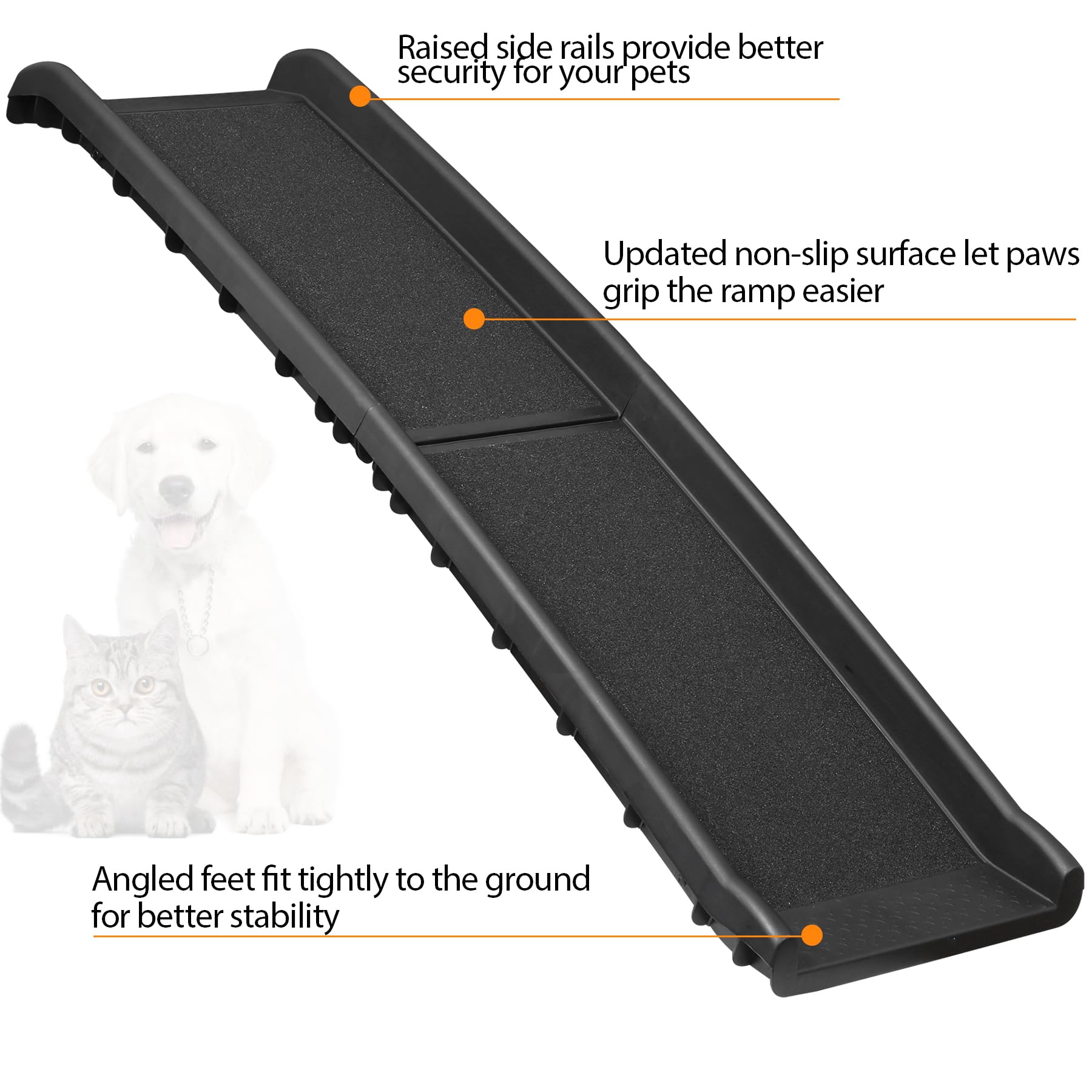 Epetlover 62 Inches Folding Dog Ramp For Cars Trucks Suvs Portable Pet Ramps For Large Dogs Non-Slip Stairs Step Ladder With Rai