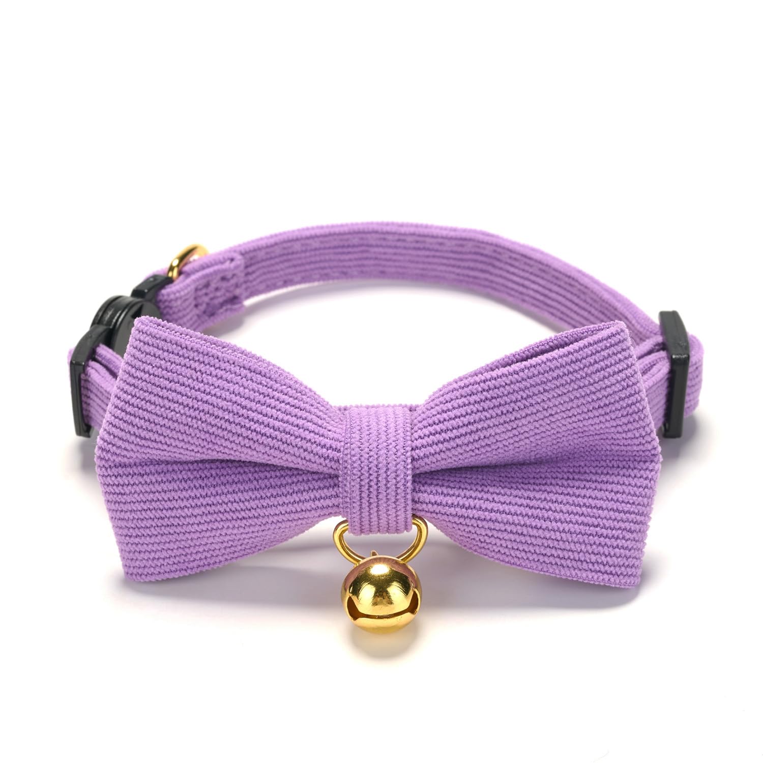 Ewinoom 2 Pack Soft Corduroy Cat Collars With Bow Tie & Bell, Adjustable Breakaway Cotton Kitty Bowtie Collar For Girl Female Ki