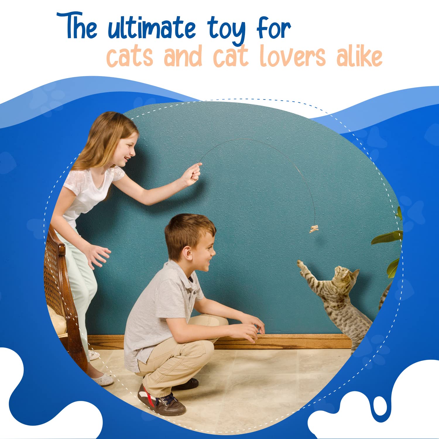 Cat Dancer Interactive Cat Toy - Fun And Fitness For Your Furry Friend - Engaging Paper Roll Attached With 30 Inches Flexible Sp