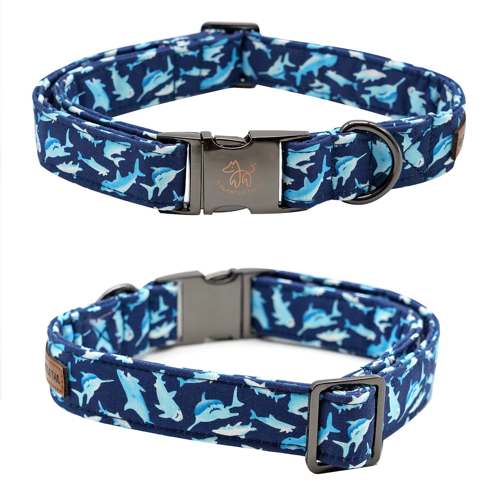 Elegant little tail Dog Collar with Bow, Shark Print Adjustable Dog Collar Cute Bowtie Dog Collar Boy Pet Collar for X-Small Pup