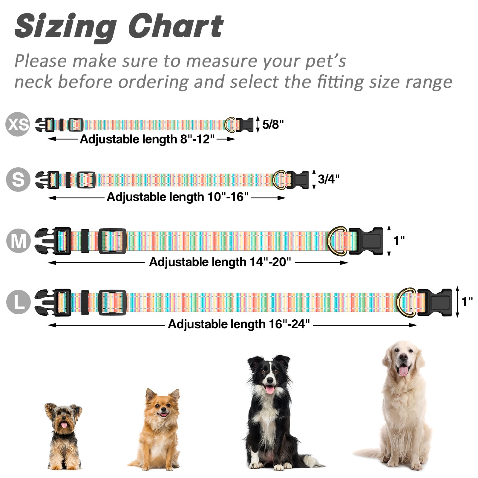 Tmoodel Reflective Dog Collar, Cute Dog Collar For Large Dogs, Soft Nylon Puppy Collar For Boy And Girl Female Dogs, Adjustable