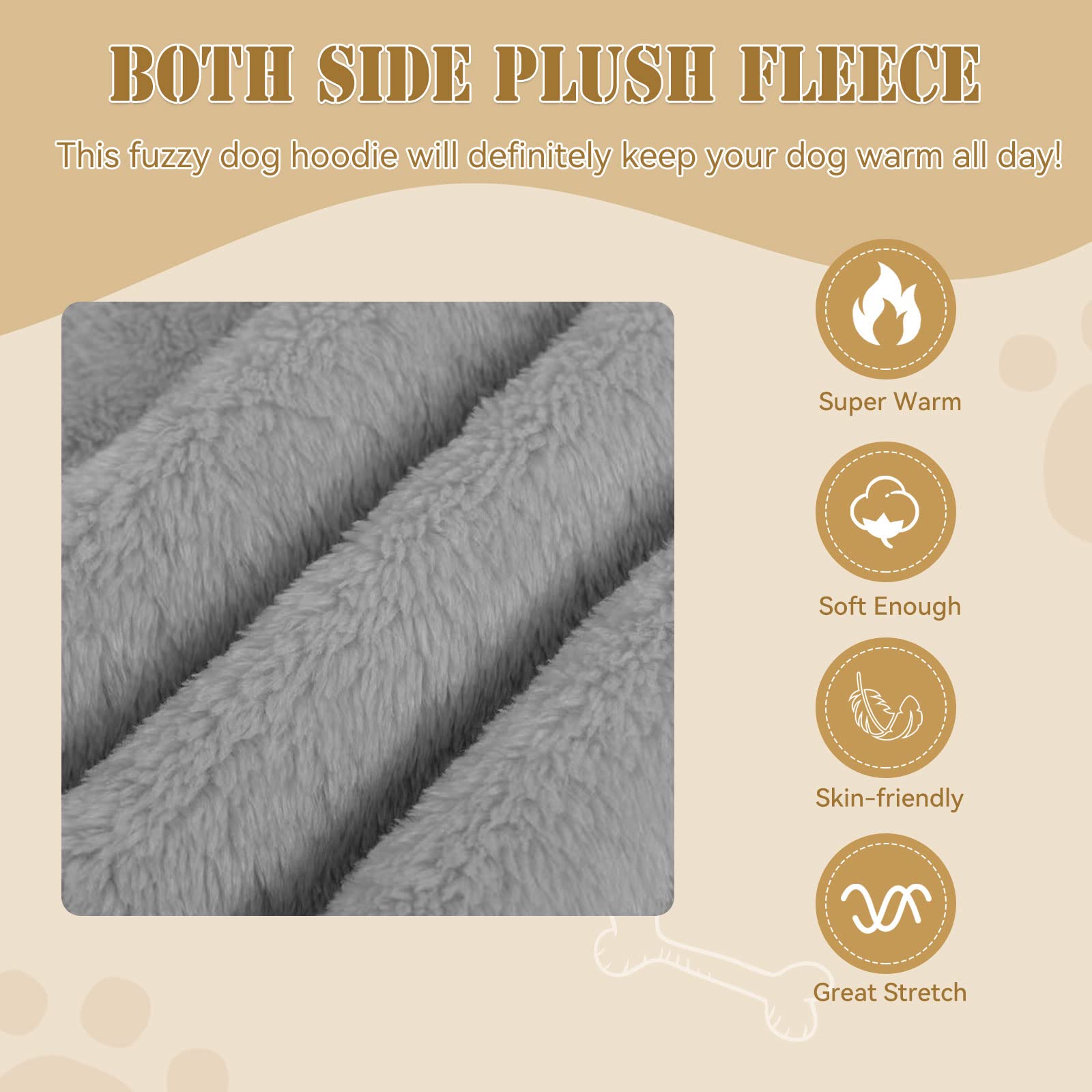 Fuzzy Warm Soft Cozy Grey Dog Coats - Small Dog Hoodies(Grey-Xs) By Fuzzy