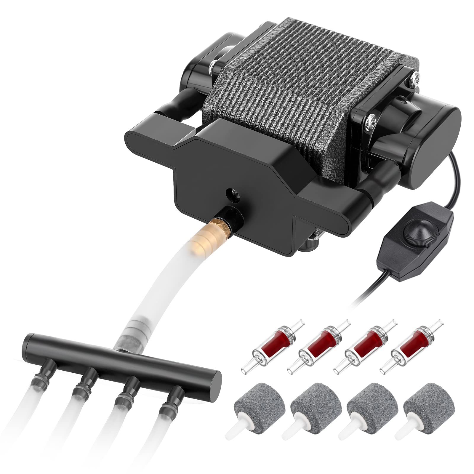 AquaMiracle Quiet High Pressure Air Pump 317GPH 0.025MPa 8W for Aquarium, Pond, Hydroponics - Commercial Aerator Bubbler Oxygen 