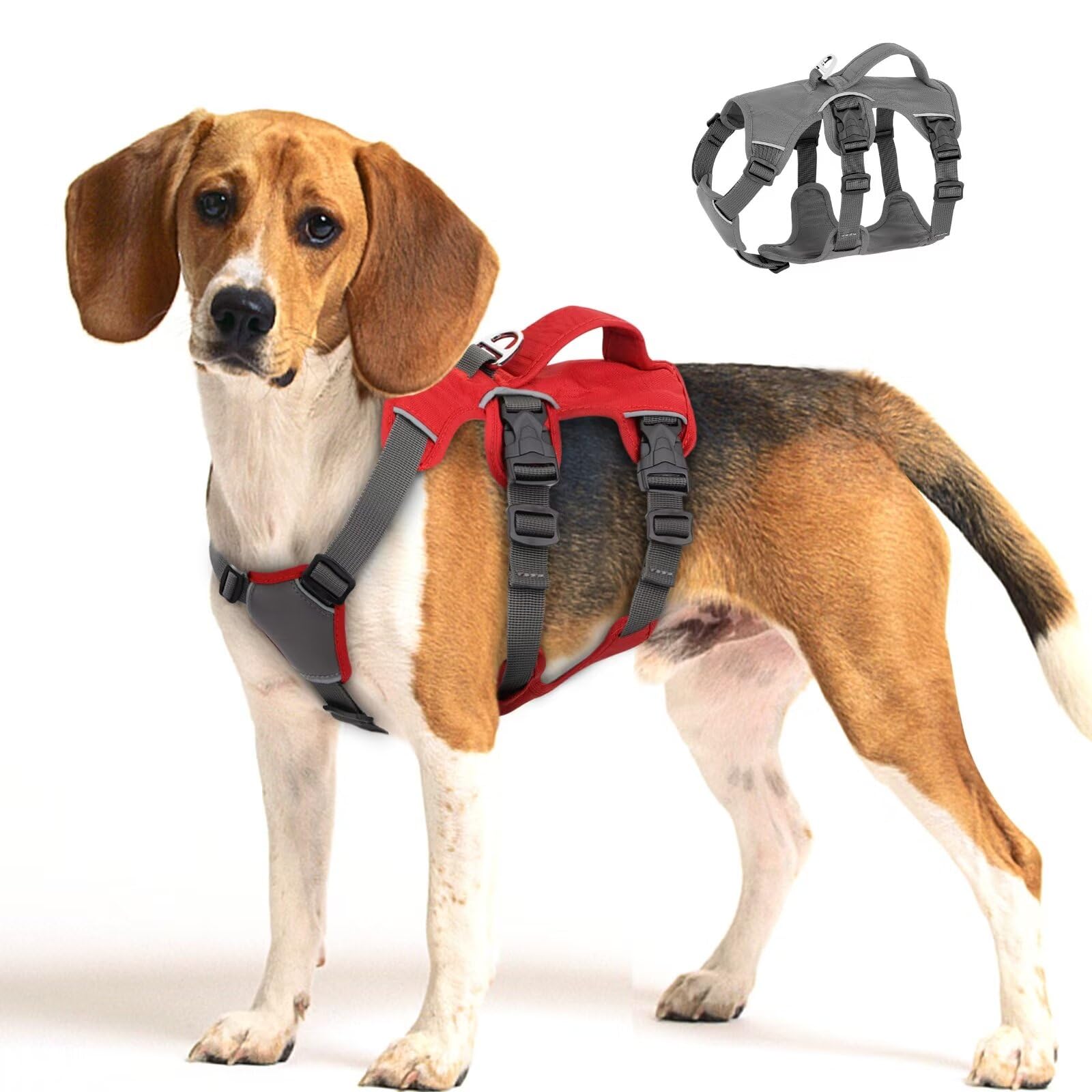 Beirui Escape Proof Dog Harness For Small Medium Large Dogs, Reflective Dog Harness No Pull With Padded Handle, Waterproof Dog Harness For Daily Walking Training (Red,Chest 16-31'')