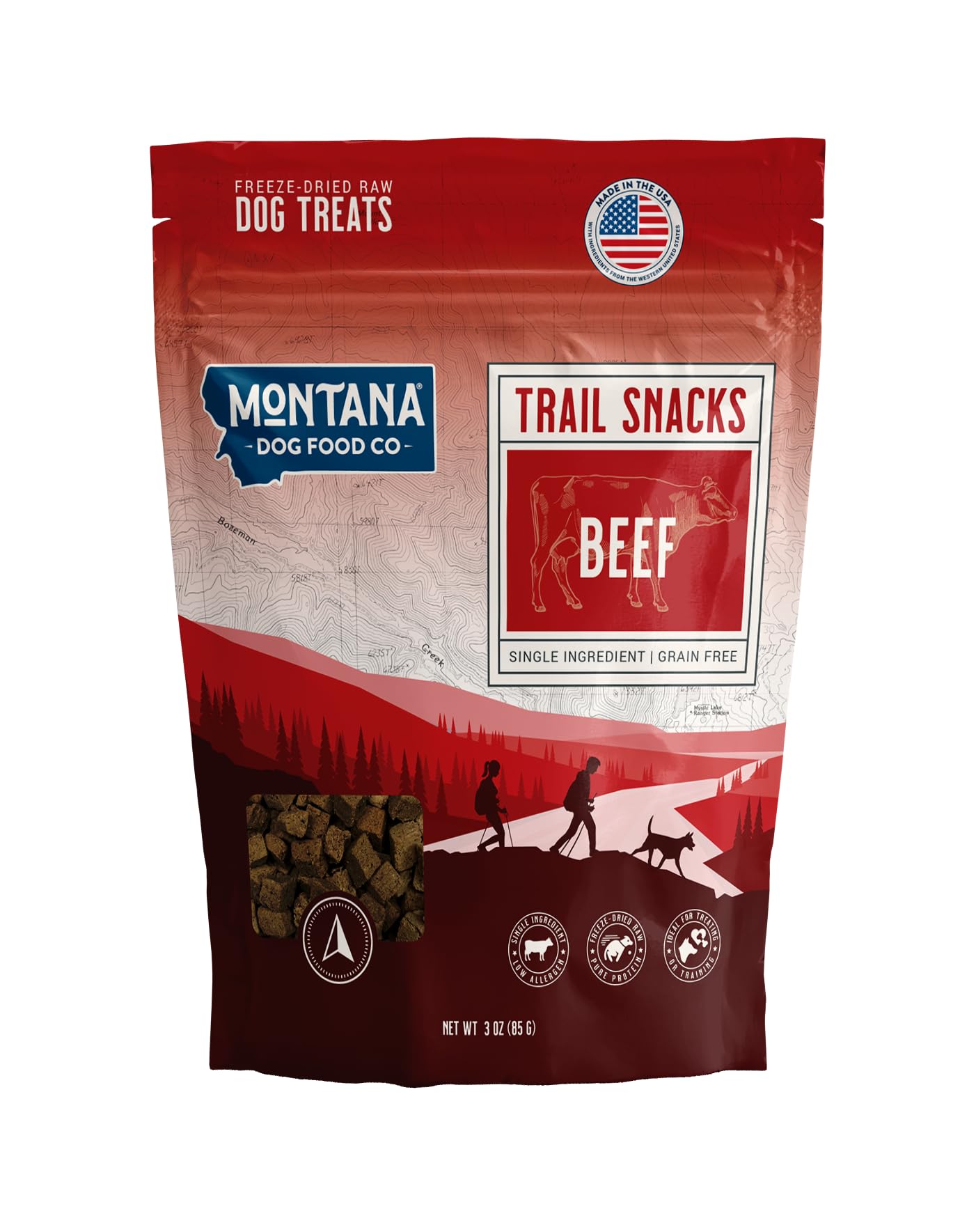 MONTANA DOG FOOD CO. Freeze-Dried Beef Heart Dog Treats (Trail Snacks) - 100% Natural, Single Ingredient, High Protein, Grain-Fr