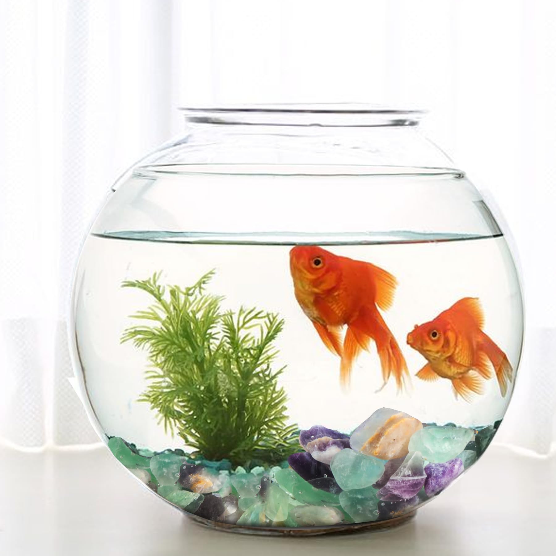 T4U Fluorite Aquarium Gravel Rocks 3 Lbs, Crystals Chip Bulk for Fish Tank, Decorative Pebbles Bulk for Plants, Vase Filler Ston