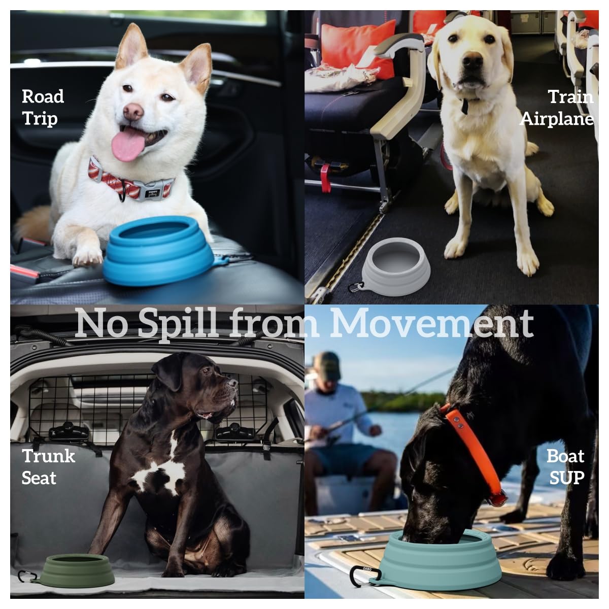 Ohmo-Collapsible Dog Water Bowl No Spill From Car Movement(24Oz Medium, Ash), Travel Dog Bowls, Less Splash Portable Pet Bowl Fo