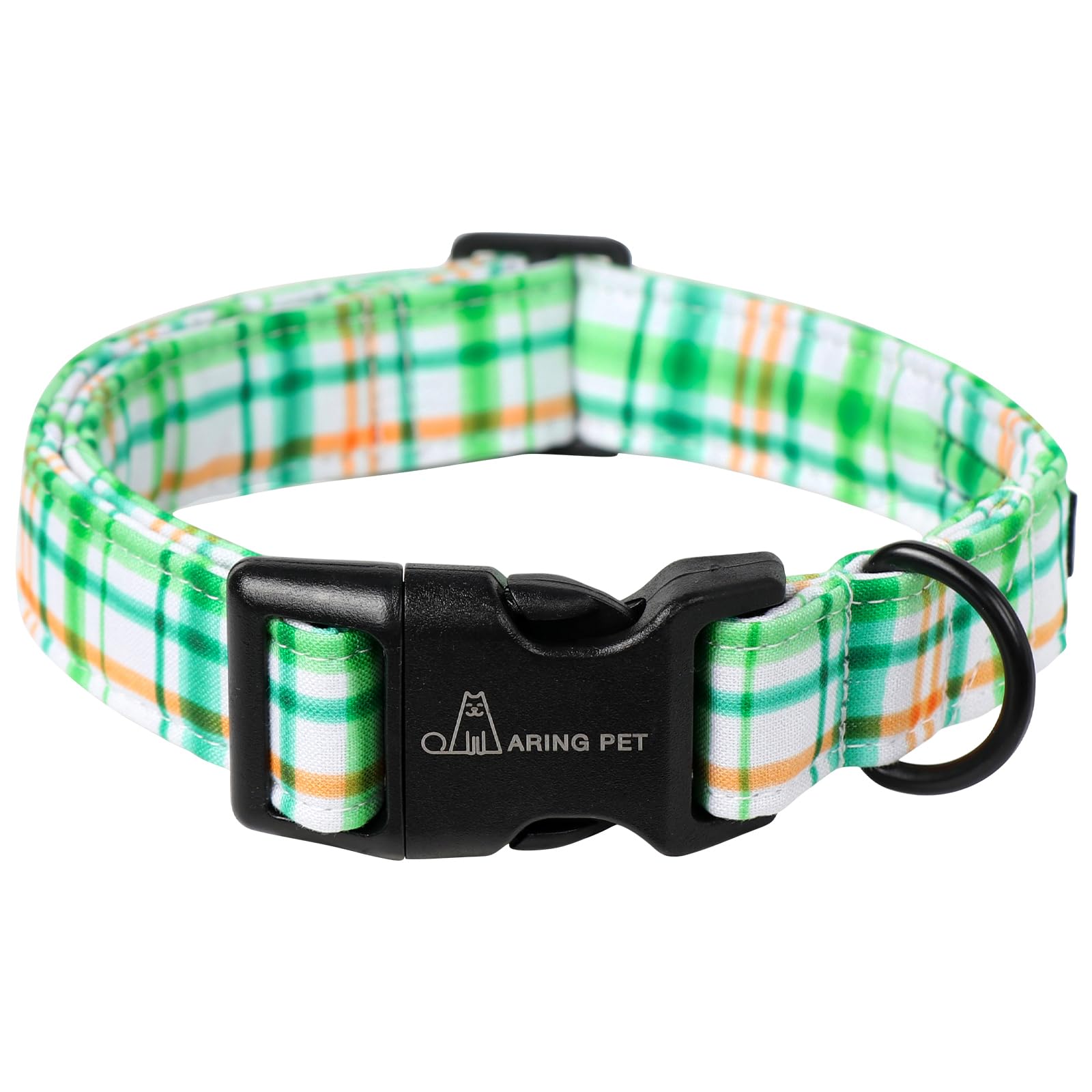Aring Pet Cute Dog Collar-Cotton Lightweight Dog Collars, Adjustable Plaid Pet Collar Puppy Collars With Quick Release Buckle Fo