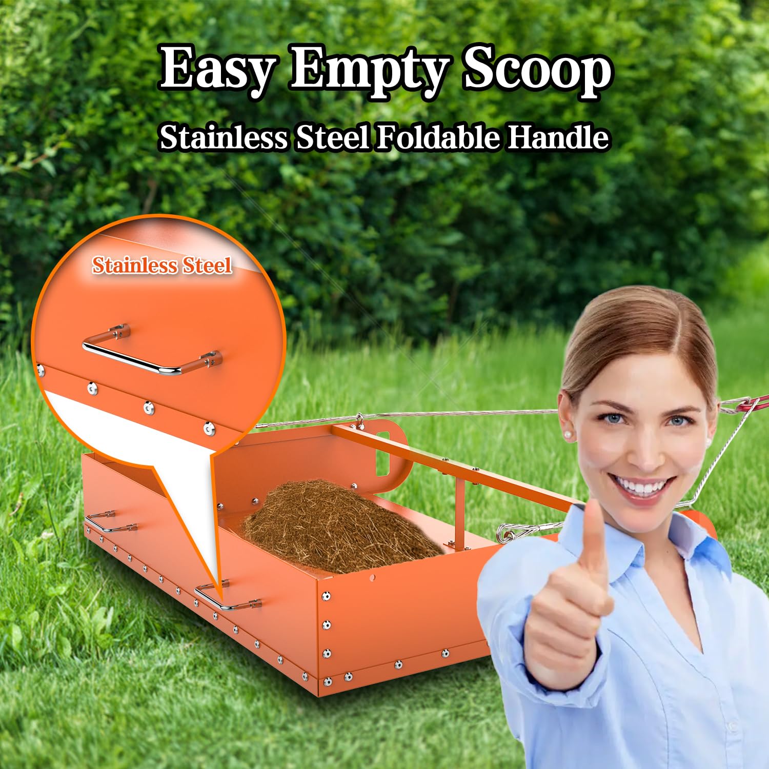 Buyyah Pasture Manure Scoop, Tow Behind Manure Scoop For Horses Paddocks, Picks Up For Small Manure From Horse, Sheep, Goat, Alp