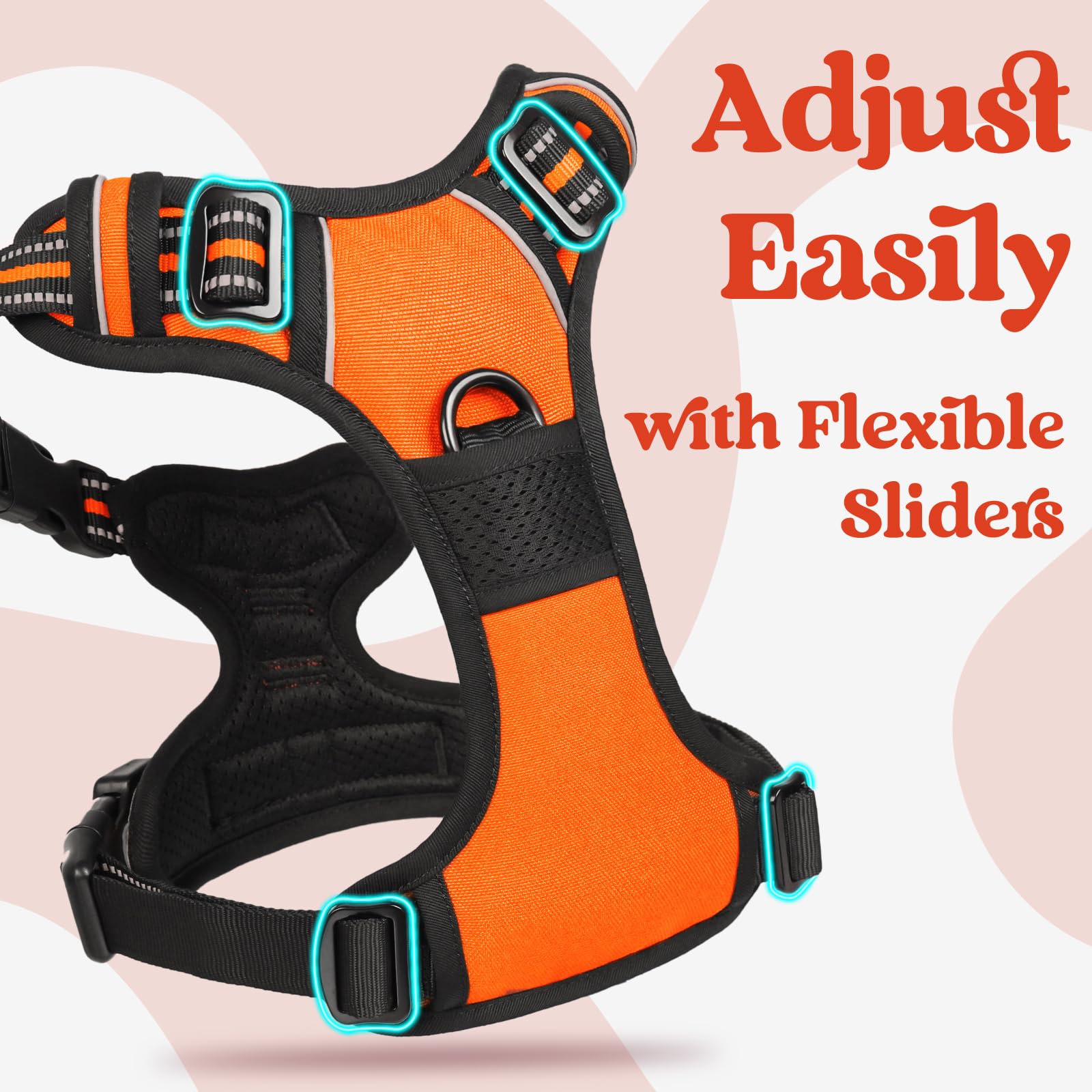 Rabbitgoo Dog Harness Small Sized, No Pull Pet Harness With 3 Buckles, Adjustable Soft Padded Pooch Vest With Instant Control Handle, Easy Walking Reflective Pet Vest For Small Dogs, Orange, S