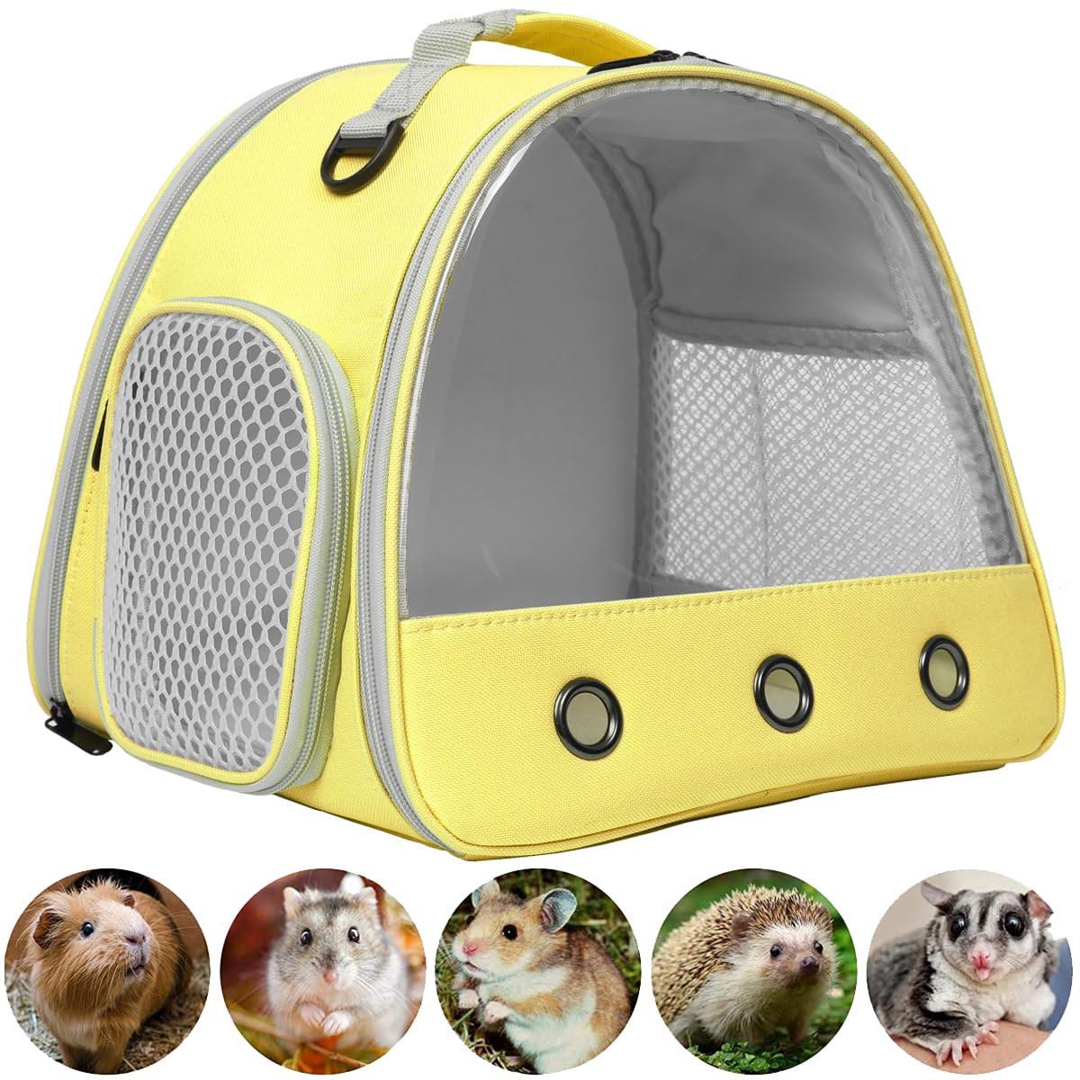 Bearded Dragon & Lizard Carrier - Portable Travel Carrier For Hedgehog, Rat, Parrot, Bird & Guinea Pig (Yellow, 2)