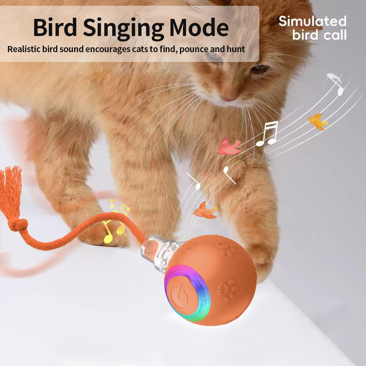 Interactive Cat Toys, Automatic Moving Cat Toys For Bored Indoor Adult Cats, Fast Rolling, Chirping & Motion-Activated Cat Toys,
