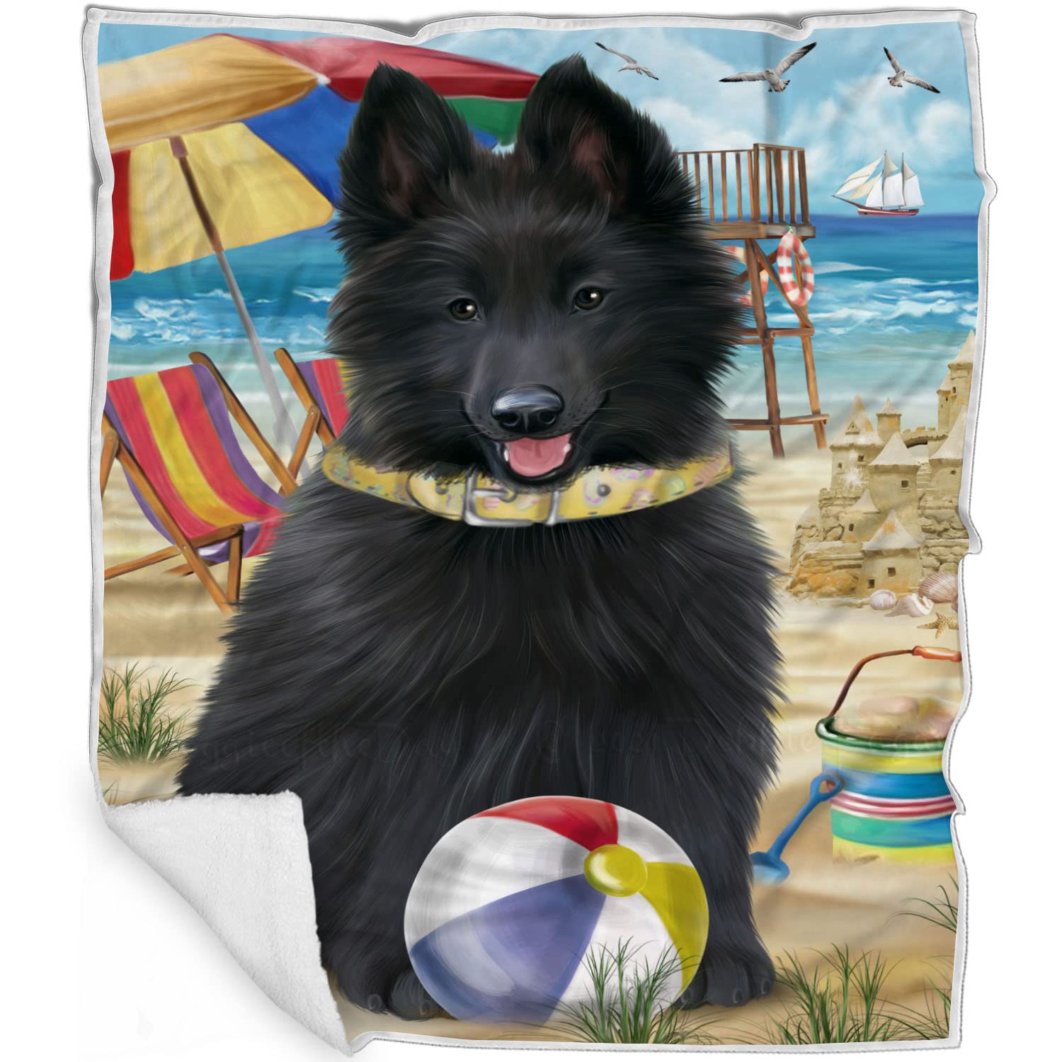 Pet Friendly Beach Belgian Shepherd Dog Blanket  Lightweight Super Soft Cozy and Durable Bed Blanket  Animal Theme Fuzzy Blank