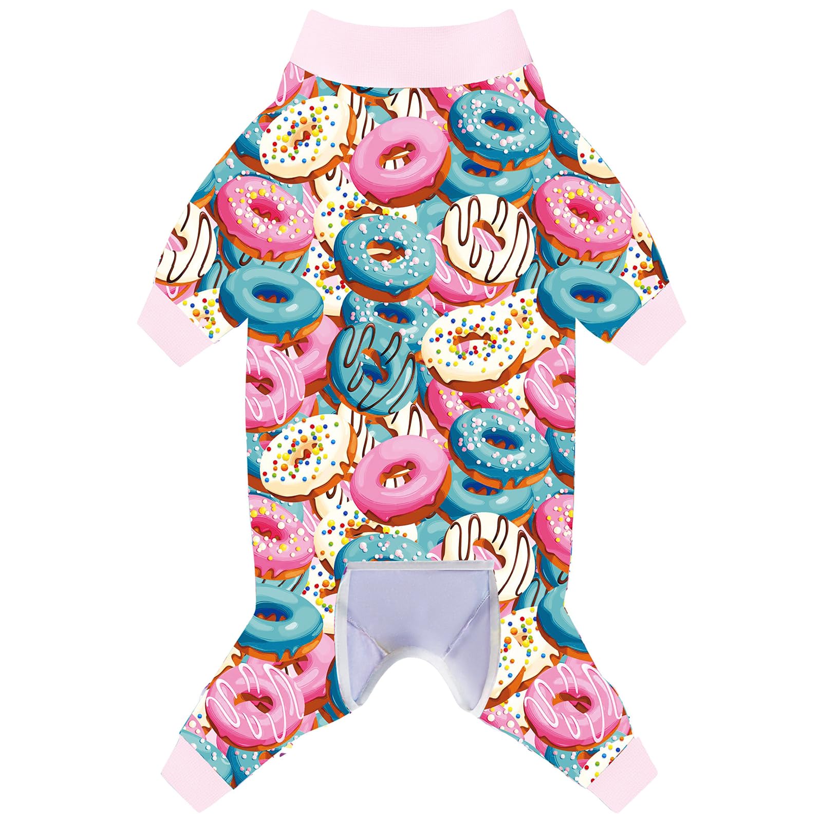 Pripre Dogs Surgery Recovery Suit - Ice Cream Donut Printed Long Sleeve Shirts Soft Pajamas Onesie Jumpsuit - Prevent Licking &