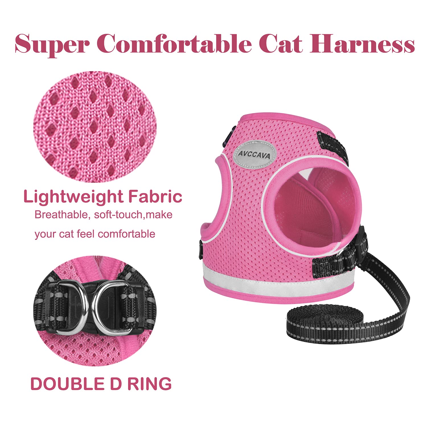 Cat Harness and Leash for Walking, Kitten Escape Proof Harnesses, Adjustable Reflective Puppy Harness with Leashes Set, Easy Adj