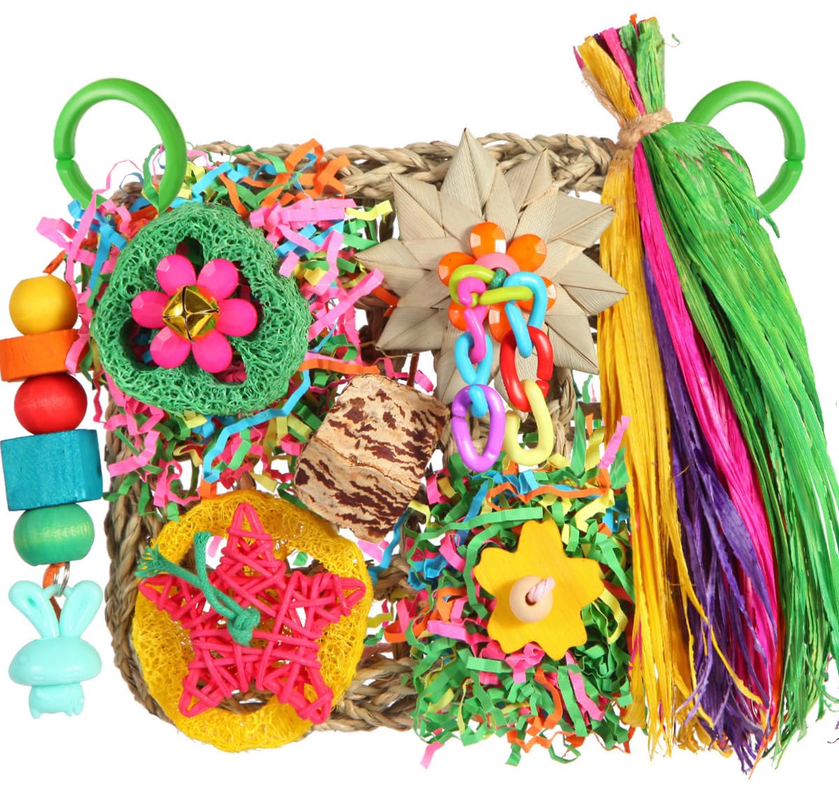 Bird Toys, Parakeet Toys Bird Foraging Toys Grass Mat Climbing Wall for Parakeet,Parrot,Cockatiel,Conure,Lovebird,Budgie Cage Sm