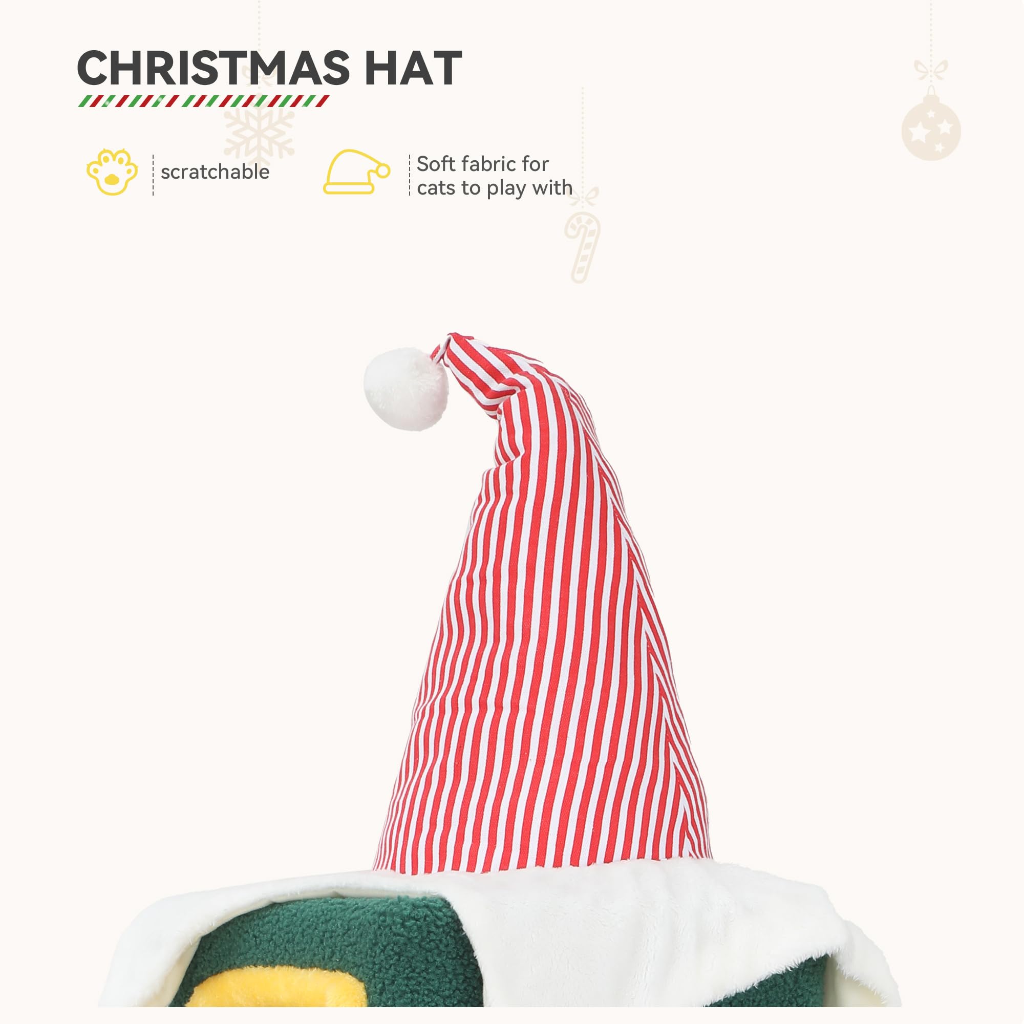 Yitahome Extra Large Cat House For Indoor Cats, 60'' Multi Level Cat Condo Furniture, 3 Story Playhouse With Hanging Ball, Green