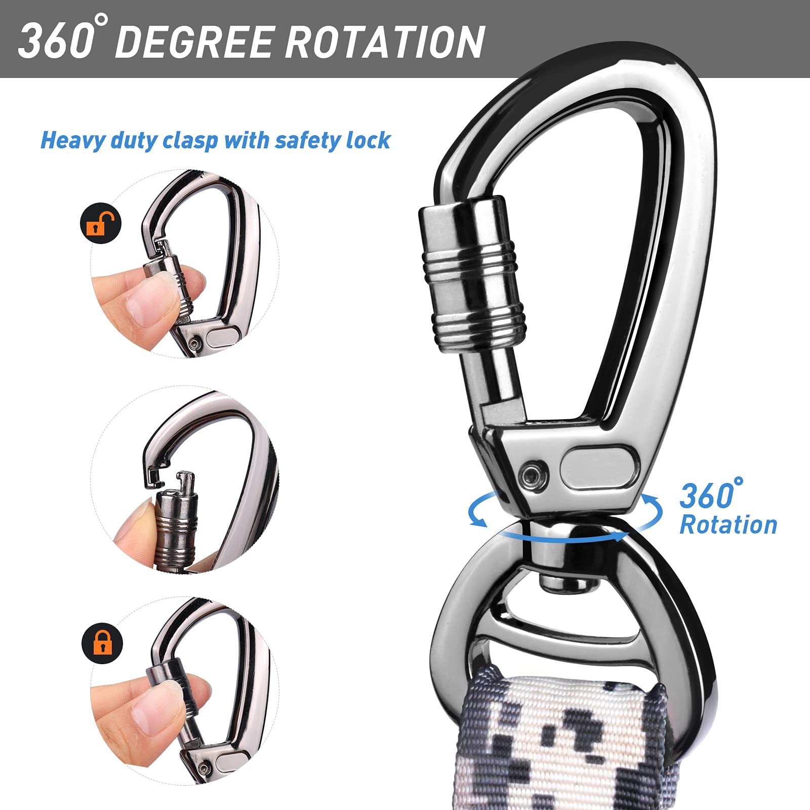 Hotsky Dog Leash, 4Ft 6Ft Adjustable Heavy Duty Dog Leash With Car Seat Belt And Double Handle For Medium Large Dogs, 4-In-1 Multifunctional Shock Absorbing Strong Dog Lead For Dogs Training, Walking