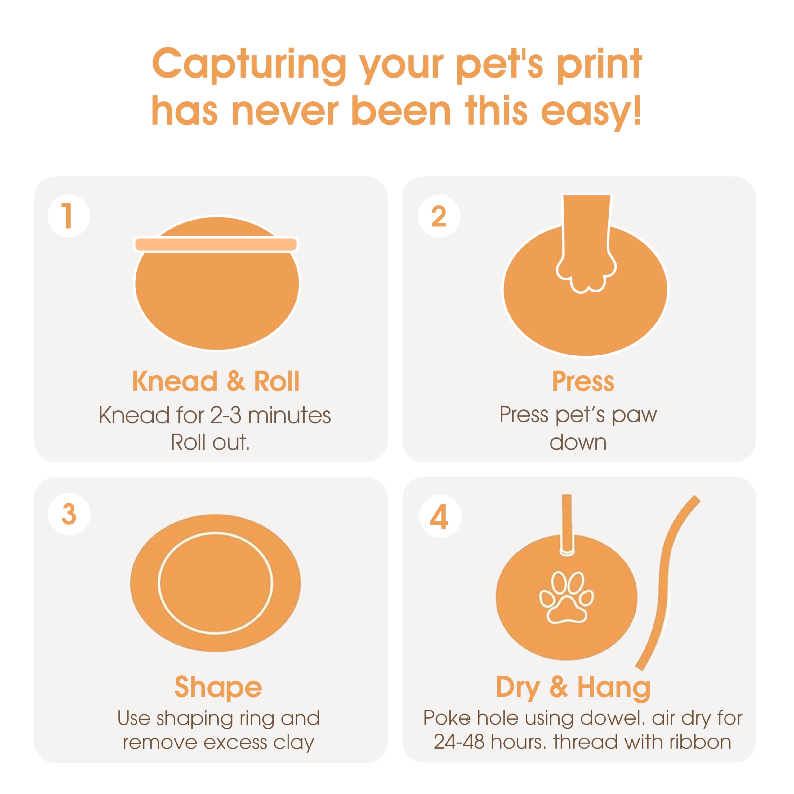 Pearhead Pet Paw Print Keepsake Ornament Kit - Diy Hanging Clay Keepsake For Dogs & Cats, Pet'S First Christmas Ornament, Customized Family Ornament, 3 Ribbons