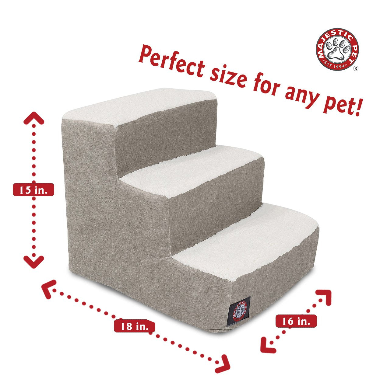 Majestic Pet Portable Pet Stairs, Soft Sherpa Steps Foam Feeling, Steps for Dogs & Cats, Dog & Cat Ramp, Perfect for Bed & Sofa,