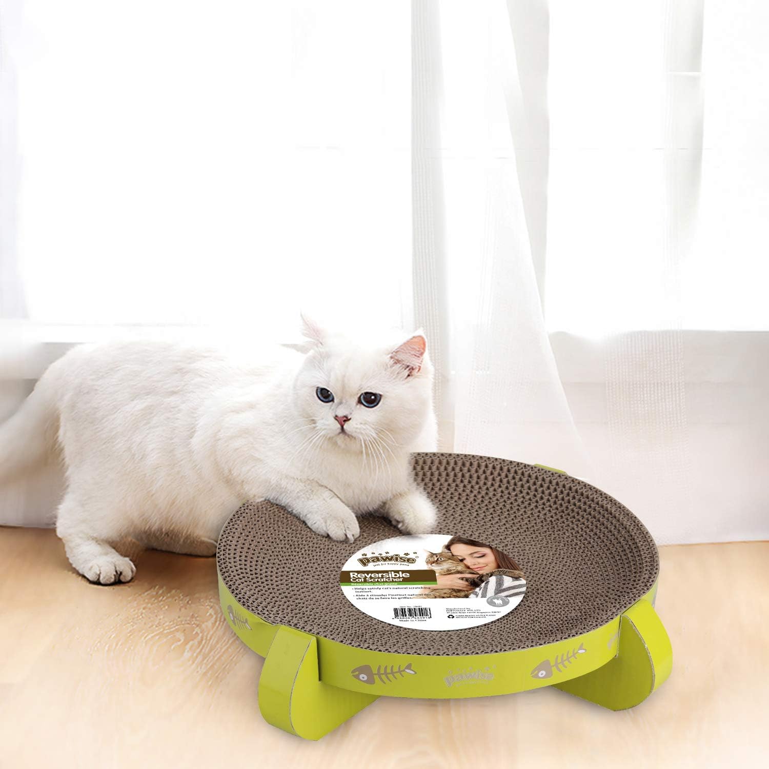 Pawise Ufo Style Cat Scratcher Cardboard Pad, Reversible Scratching Lounge & Relaxing Bowl For Cats