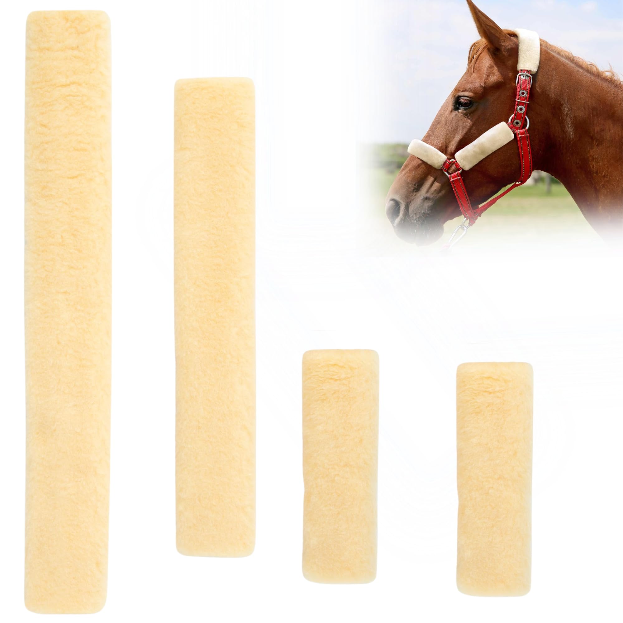 Jeffers Equine Horse Fleece Halter Tube Set - 4 Piece Soft Padded Nose Guard Cover for Halters, Cushioned Comfort Wraps for Hors