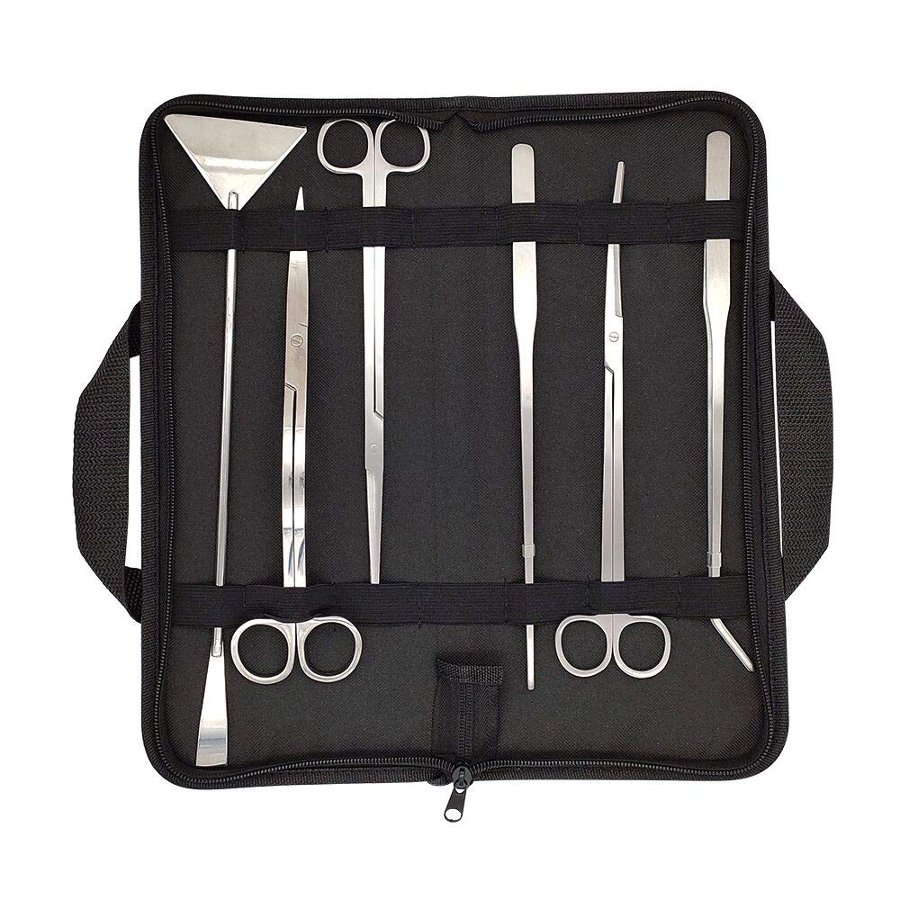 Aquascaping Tools 7 In 1 Kit Aquarium Plant Scissors Tools Set Curved & Waved Scissor Tweezers Spatula Stainless Steel Anti Rust Tools For Fish Tank Cleaning Plant Trimming