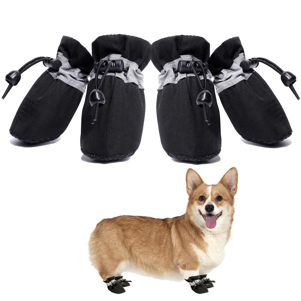 Dog Shoes For Small Medium Dogs And Puppy Paw Protectors Booties Dog Shoes For Hot Pavement Boots Anti-Slip Black-3