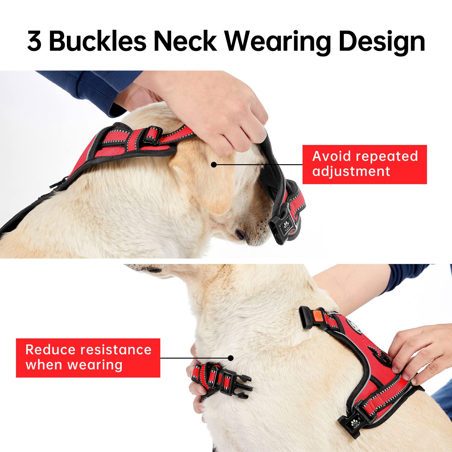Ivy&Lane No Pull Dog Harness For Large Dogs, Dog Vest Harness With Leash, Safety Belt And Storage Strap, Fully Adjustable Harnes