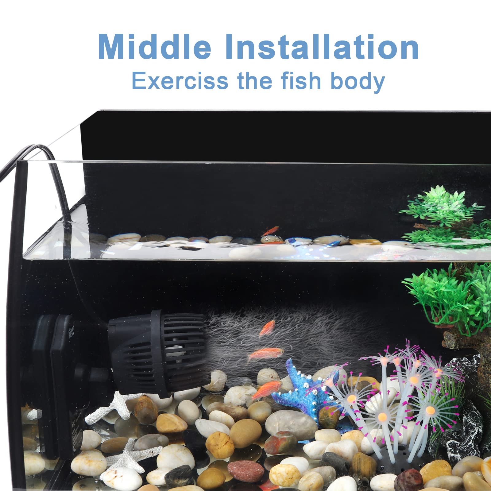 hygger 2100 GPH Aquarium Wave Maker Pump with Strong Magnetic Suction Base, Ultra-quiet 360 Degree Rotating Submersible Power He