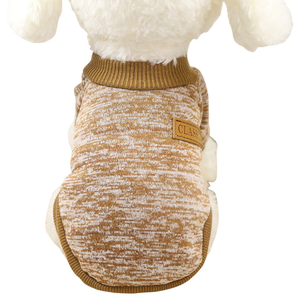 Chborless Pet Dog Classic Knitwear Sweater Warm Winter Puppy Pet Coat Soft Sweater Clothing For Small Dogs (Xxs, Khaki)
