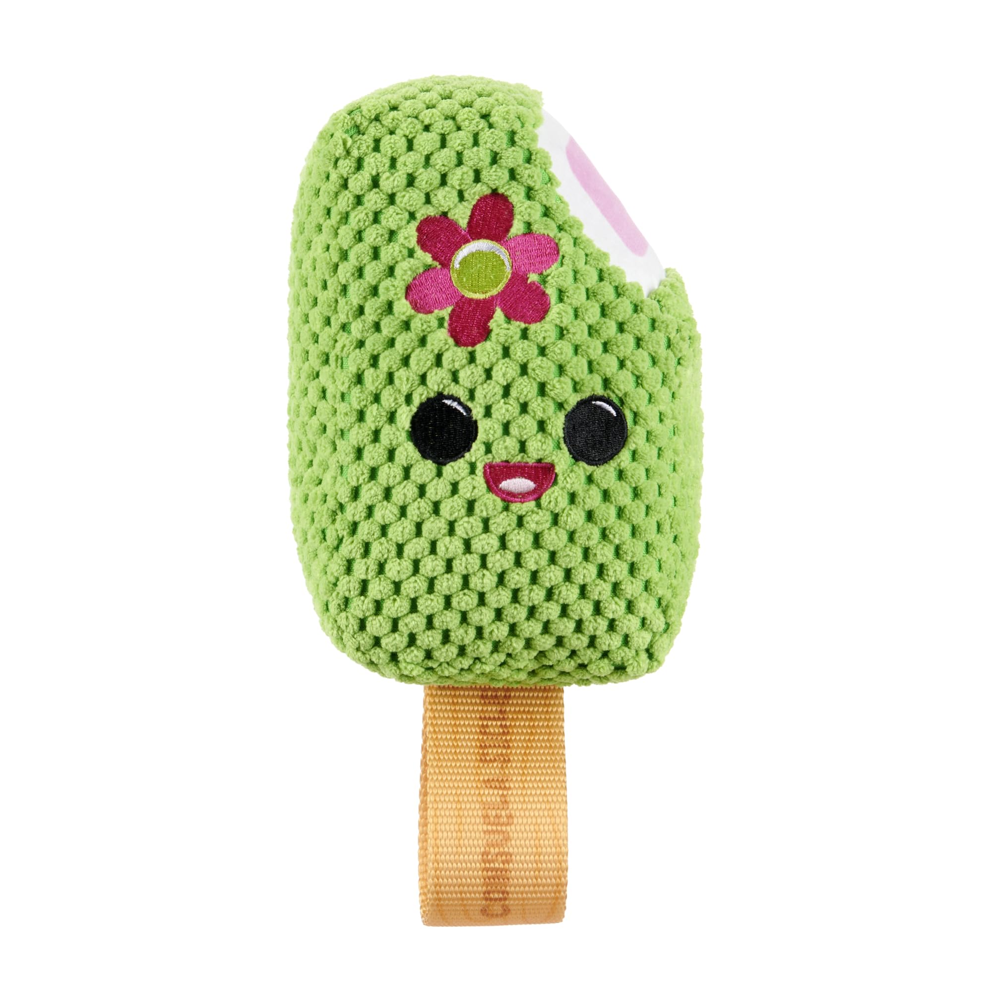 Barkbox BARK Consuela The Cactus Pop - 2-in-1 Summer Plush Dog Toy with Squeaker & Crinkle Layers - Interactive Ice-Cream-Themed