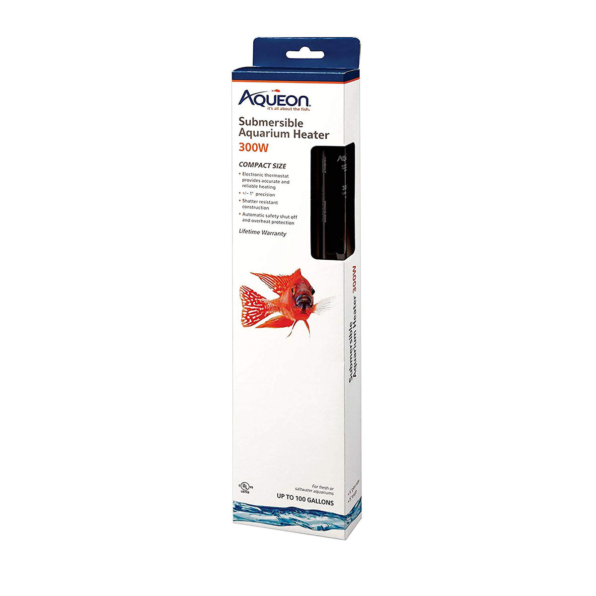 Aqueon Submersible Aquarium Heater, 300 Watts, Up To 100 Gallons