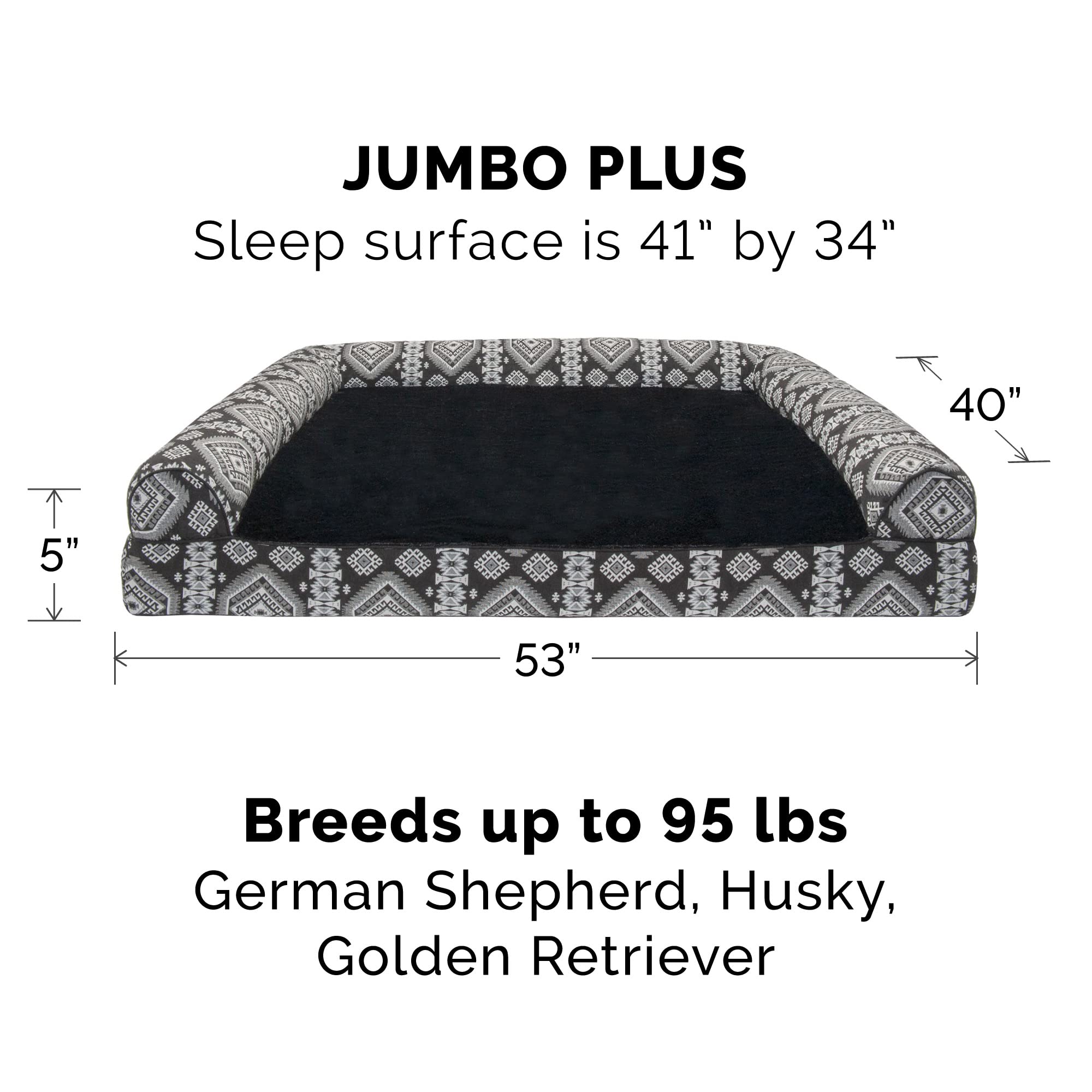 Furhaven Orthopedic Dog Bed For Large Dogs W/ Removable Bolsters & Washable Cover, For Dogs Up To 125 Lbs - Plush & Southwest Ki