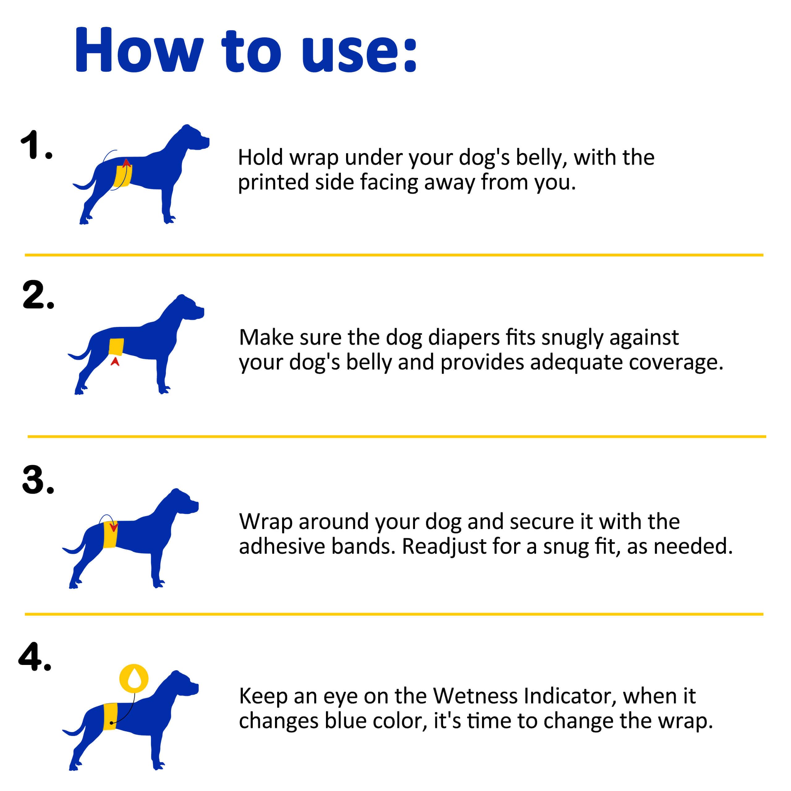 Dono Disposable Male Dog Diapers - 48 Pack: Super Absorbent Male Dog Wraps For Small To Large Dogs, 360?Leak-Proof With Wetness Indicator
