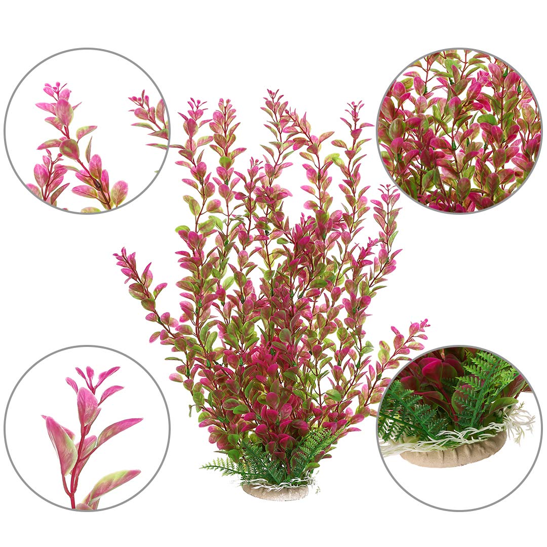 Mayitr 17'' Plastic Water Plant For Aquarium Fish Tank Ornament, Rhodo Green