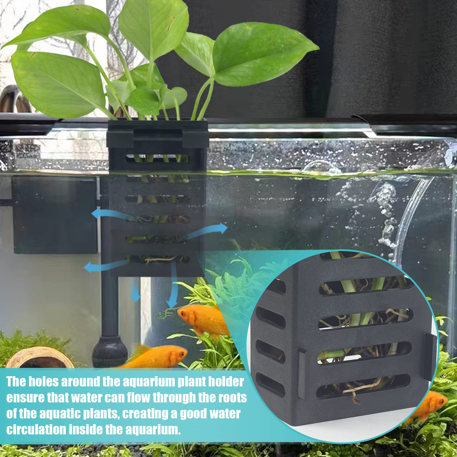 SANJHFF 4 Pcs Aquarium Plant Holder, Fish Tank Plant Holder with Hooks and Suction Cups, Aquarium Planter Cups for Emersed Plant