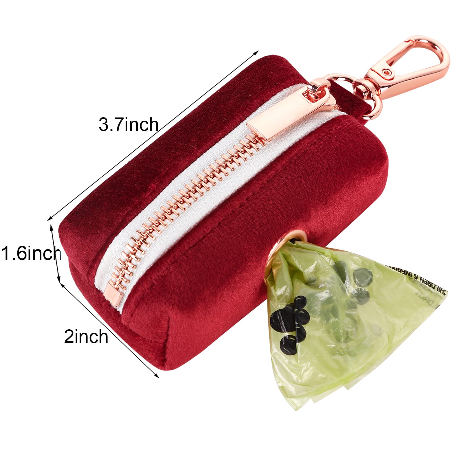 Aring Pet Dog Waste Bag Dispenser, Soft Velvet Doggy Poop Bags Holders Attach To Any Leashes, Portable Washable Christmas Pet Wa
