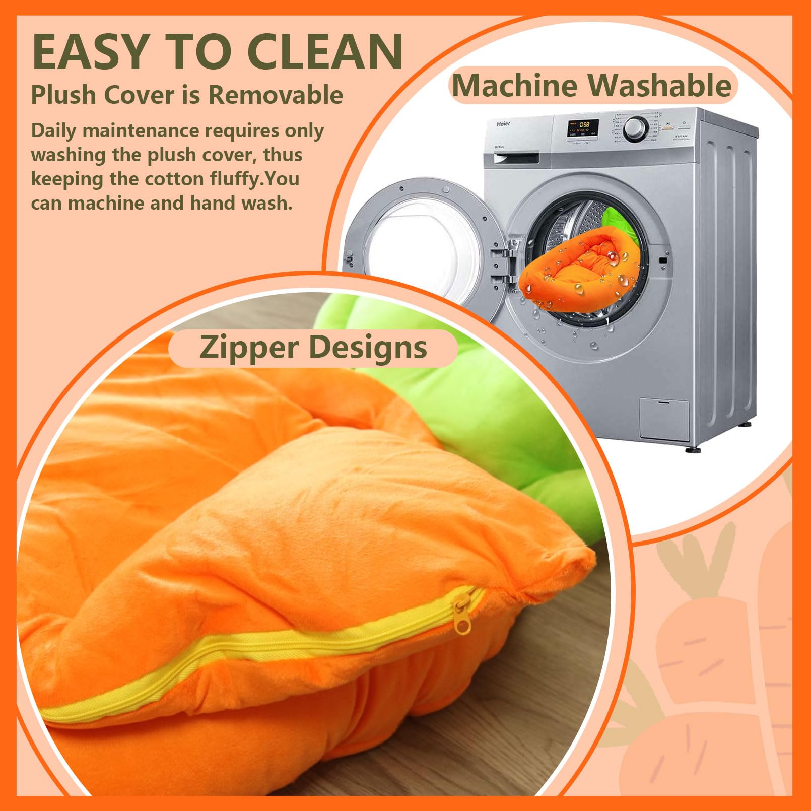 Acsist Bunny Bed,Thick&Soft Rabbit Bed With Removable Cushion,Machine Washable With Rattan Mat & Heart Decor,Cozy Warm Small Ani